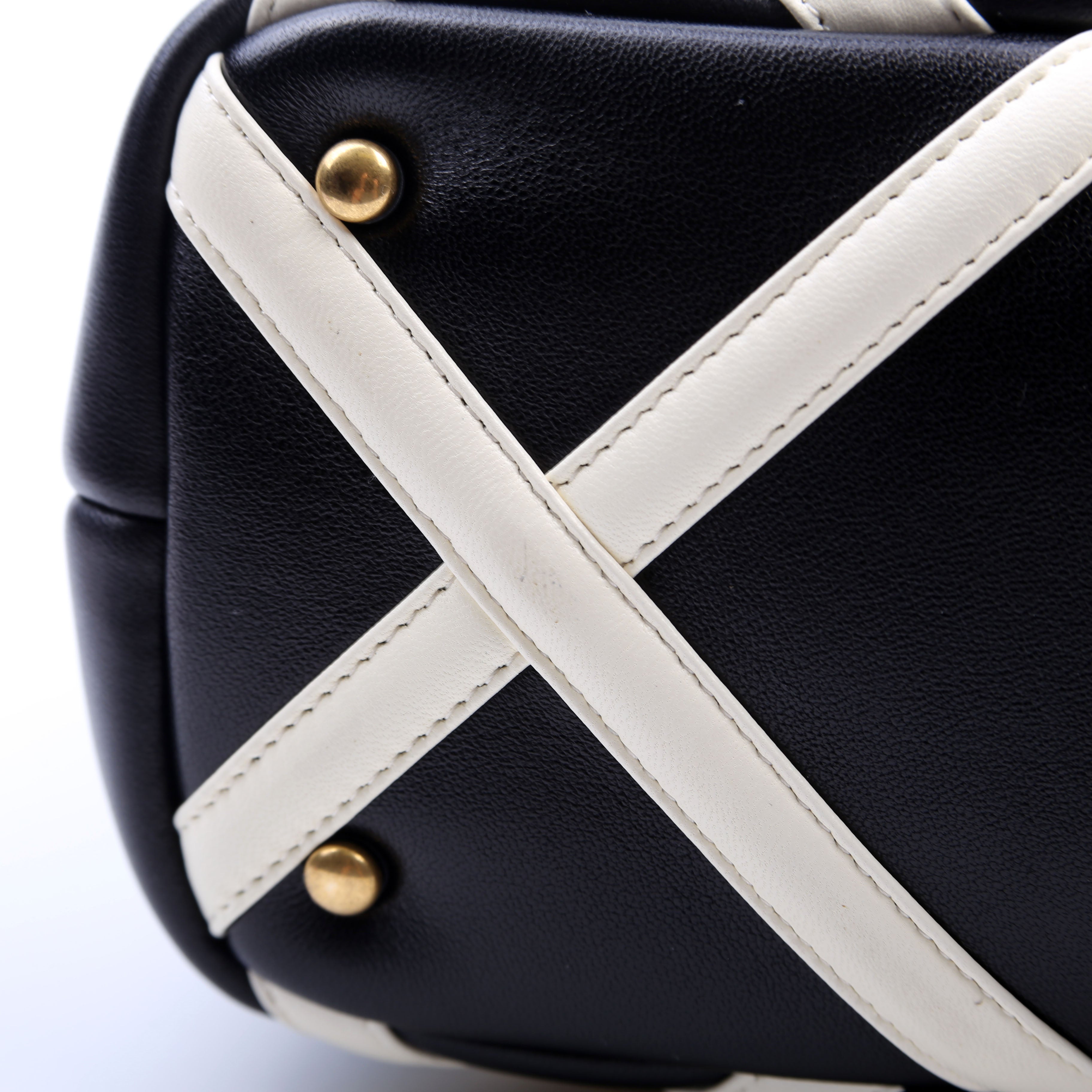 Roman Stud Top Handle Small Black/White