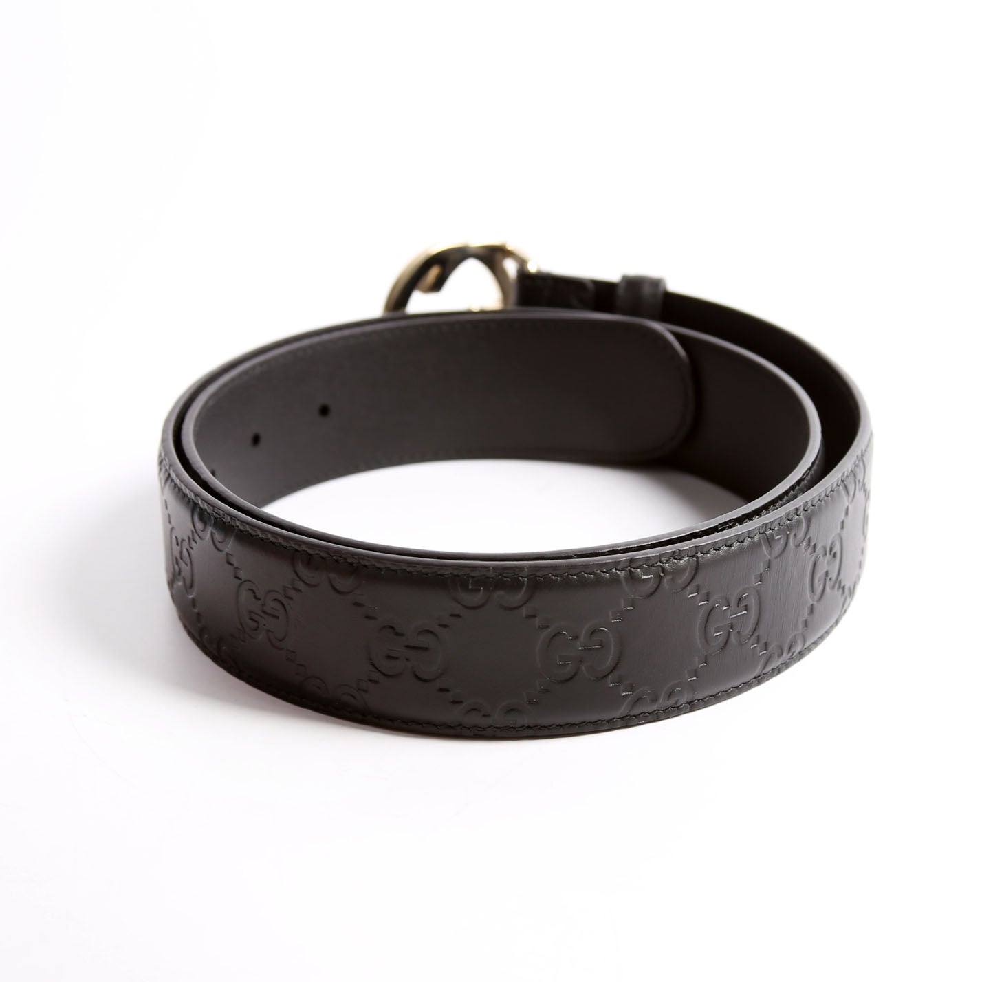 370543 Interlocking GG Leather Size 90/36 Black