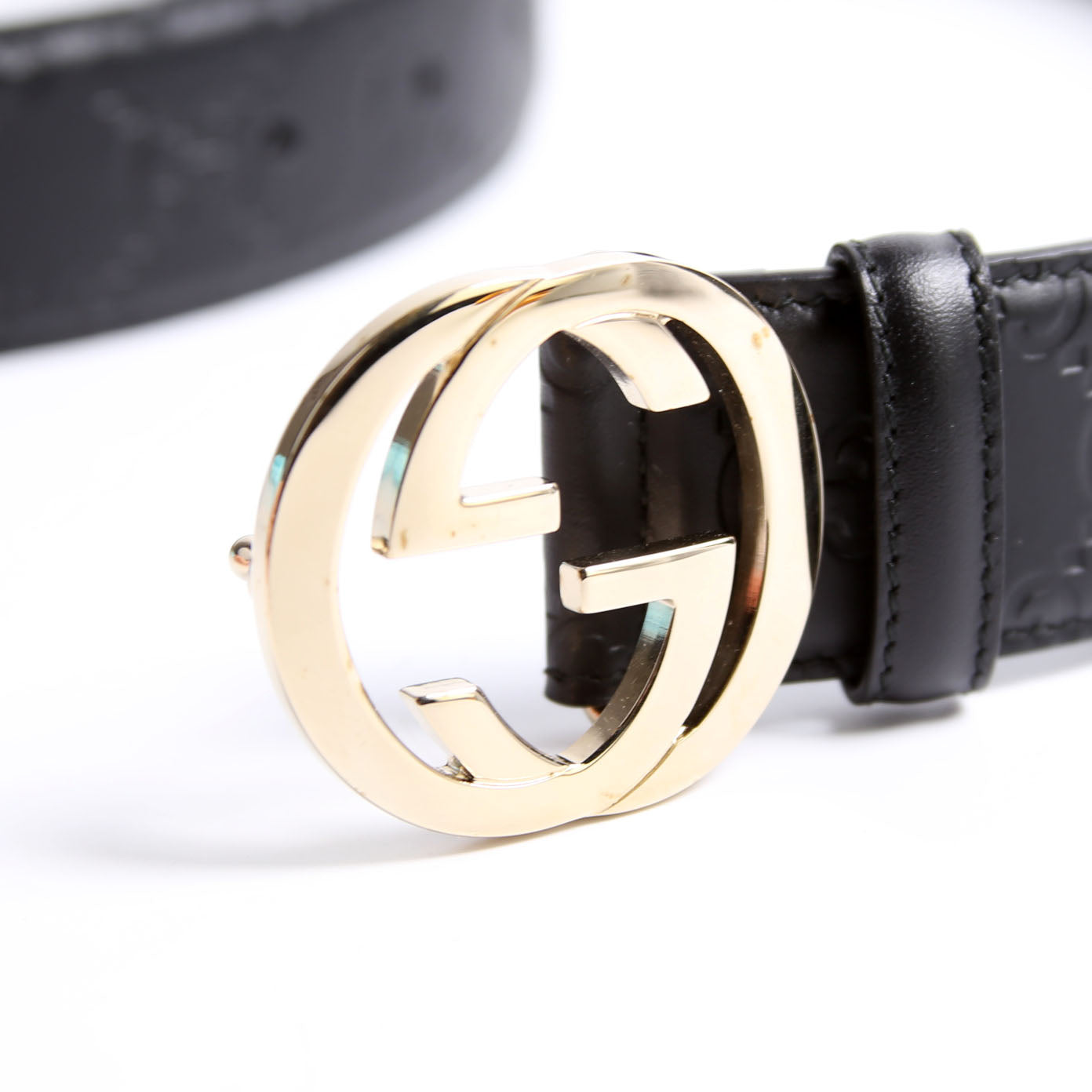 370543 Interlocking GG Leather Size 90/36 Black