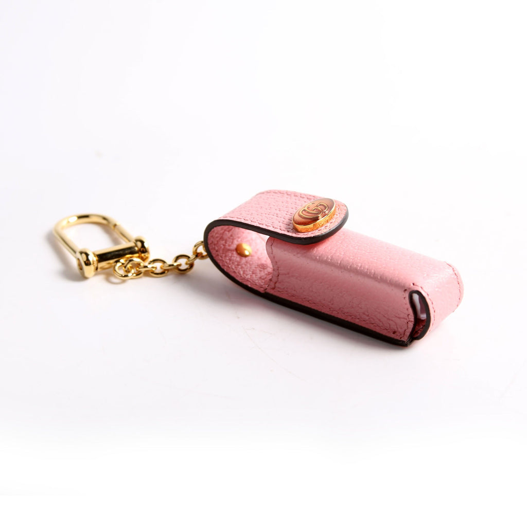 615997 GG Calfskin Lipstick Keychain Pink