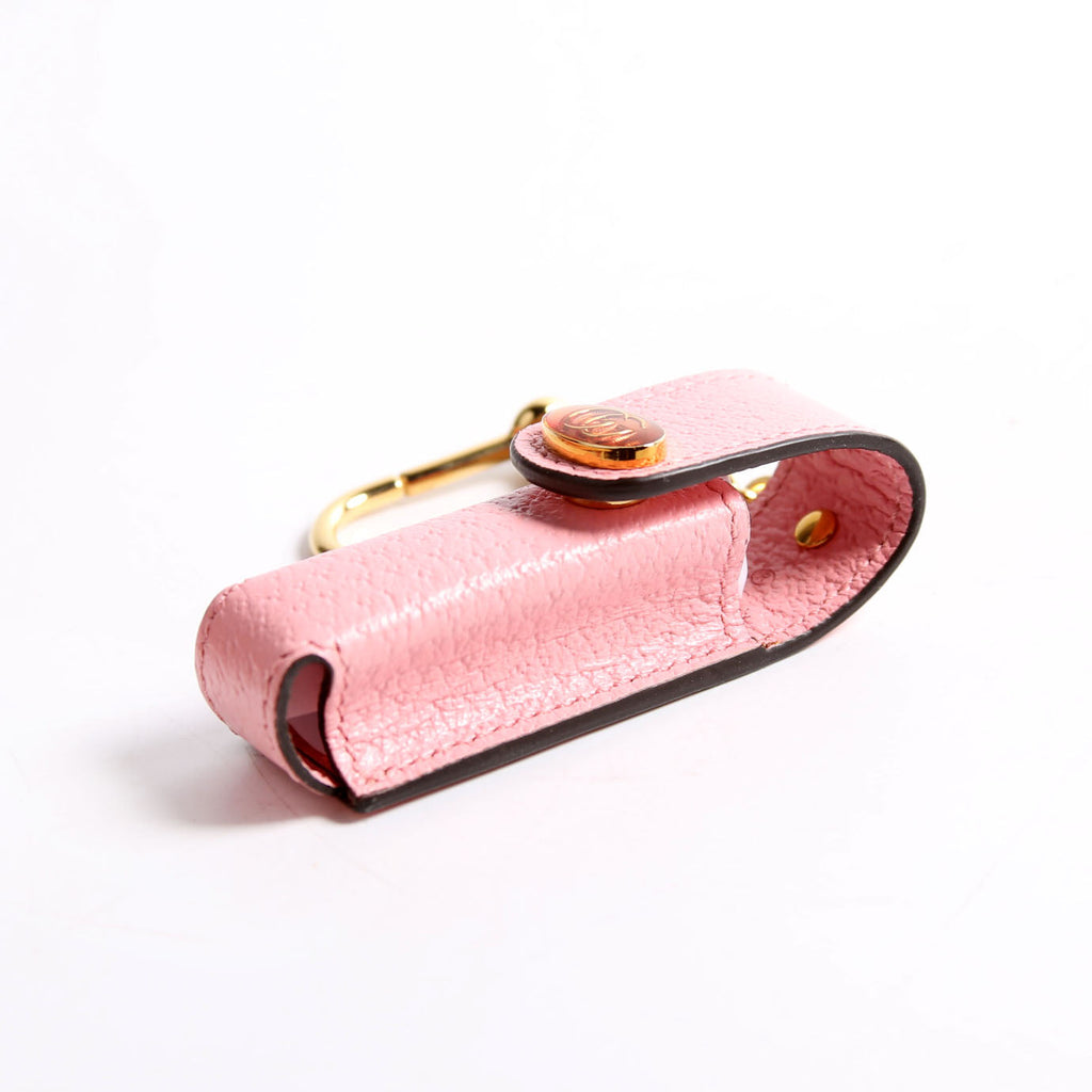 615997 GG Calfskin Lipstick Keychain Pink