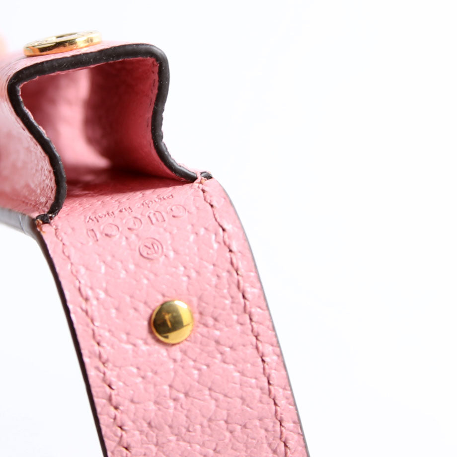 615997 GG Calfskin Lipstick Keychain Pink