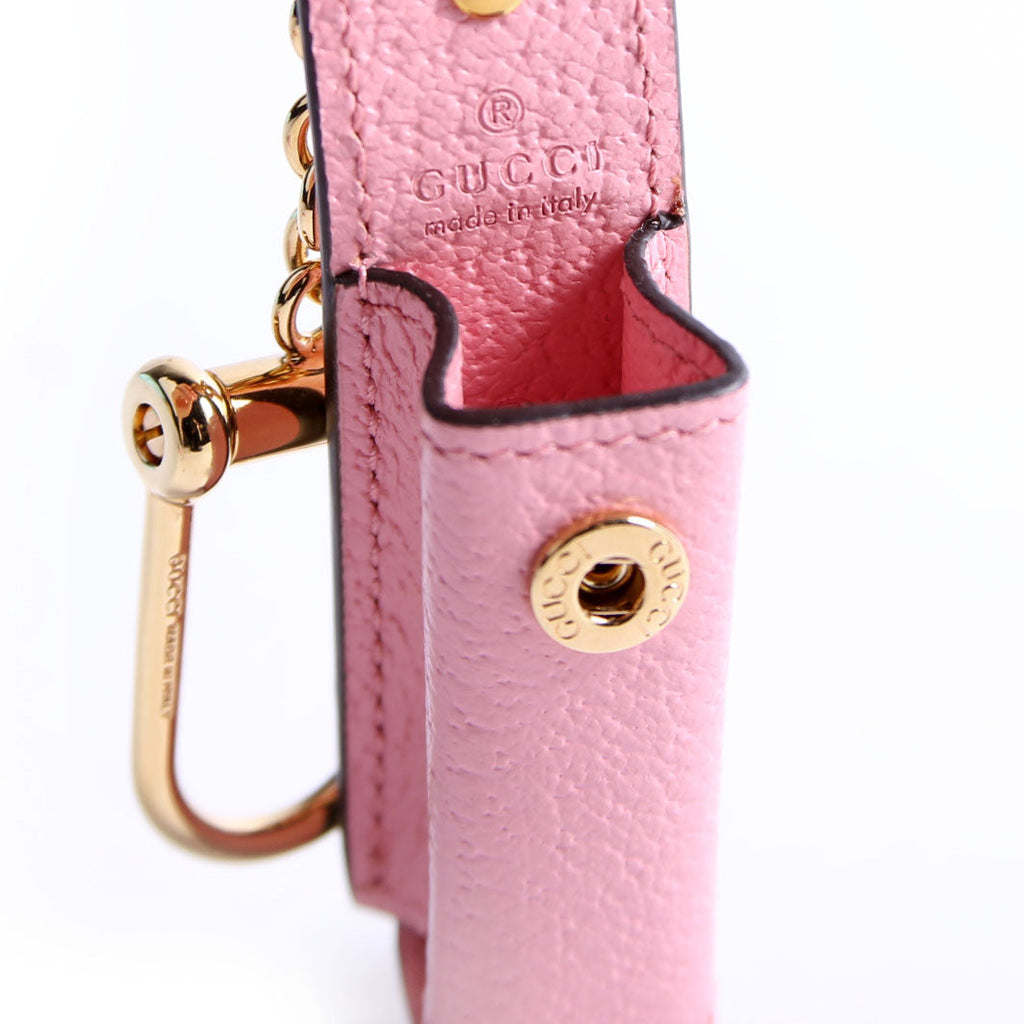 615997 GG Calfskin Lipstick Keychain Pink
