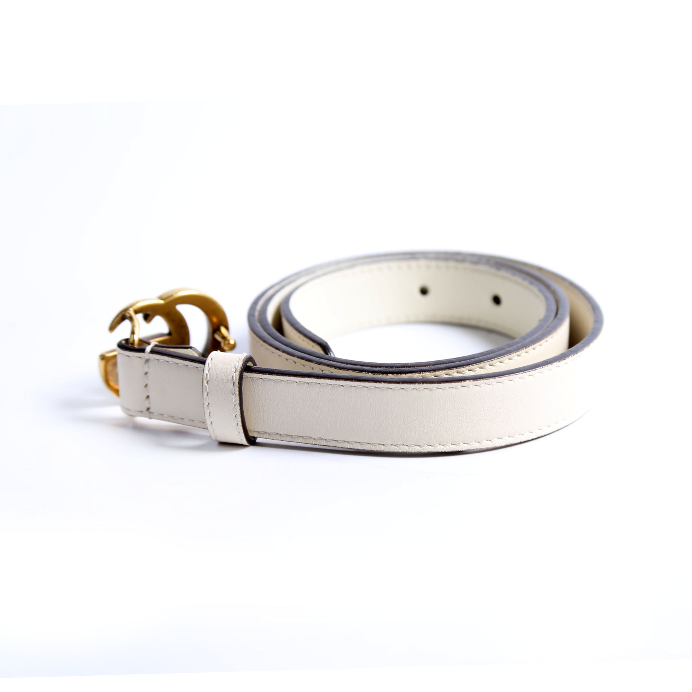 Gucci 409417 GG Marmont Thin Belt Size 75/30 White