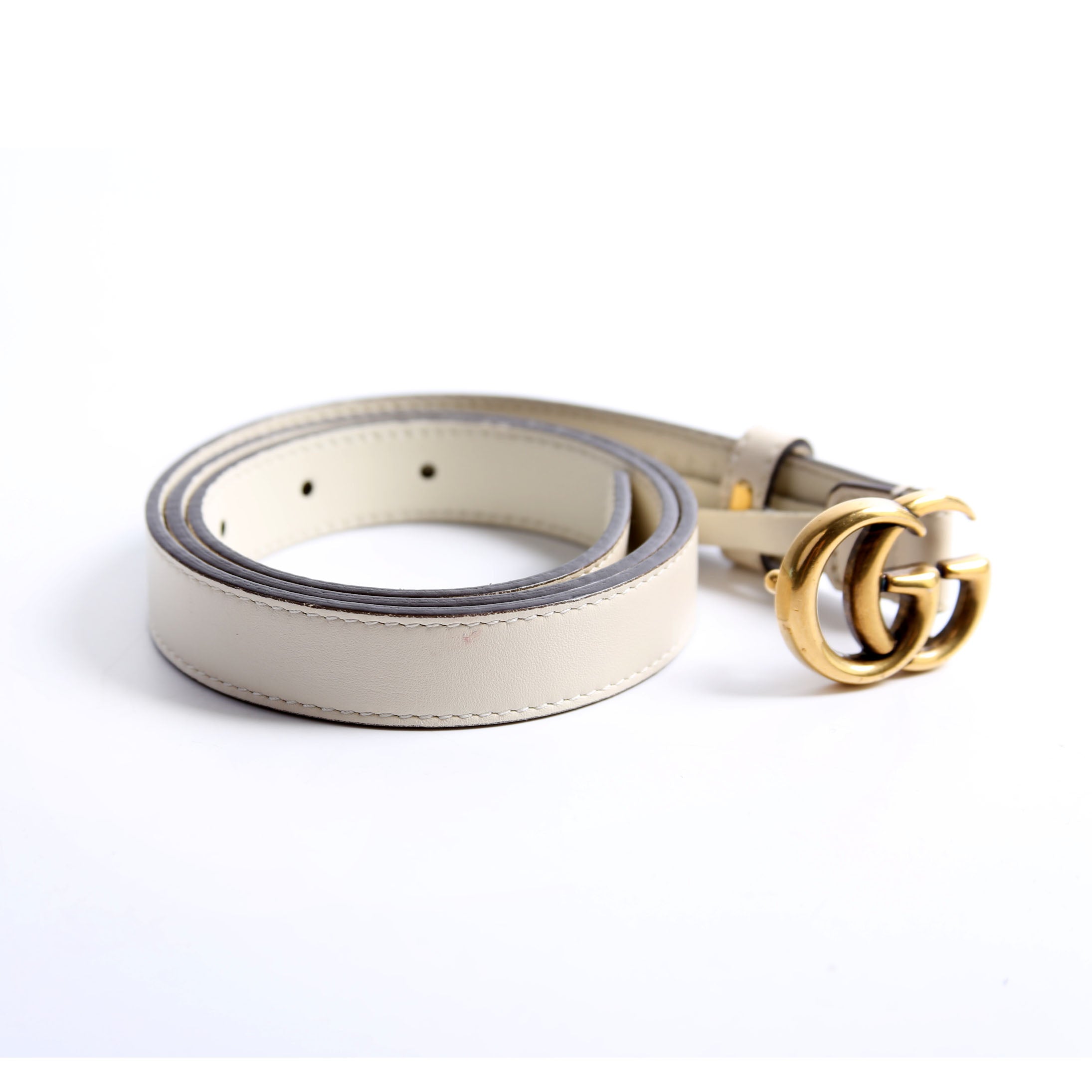 Gucci 409417 GG Marmont Thin Belt Size 75/30 White