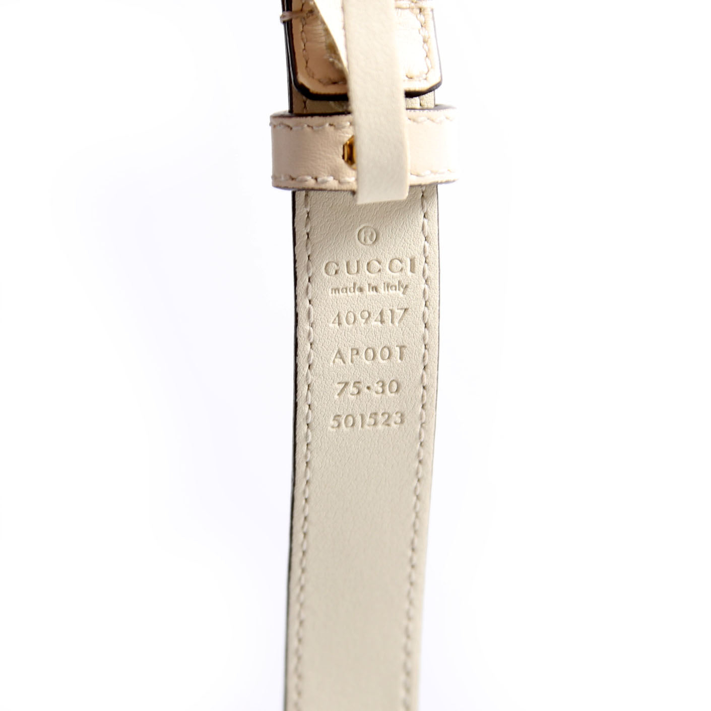 Gucci 409417 GG Marmont Thin Belt Size 75/30 White