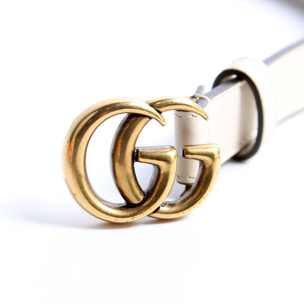 Gucci 409417 GG Marmont Thin Belt Size 75/30 White