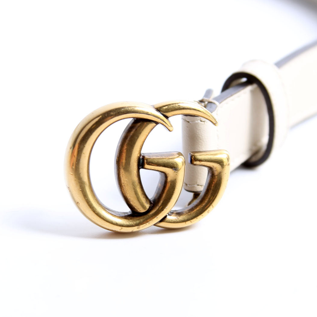 Gucci 409417 GG Marmont Thin Belt Size 75/30 White