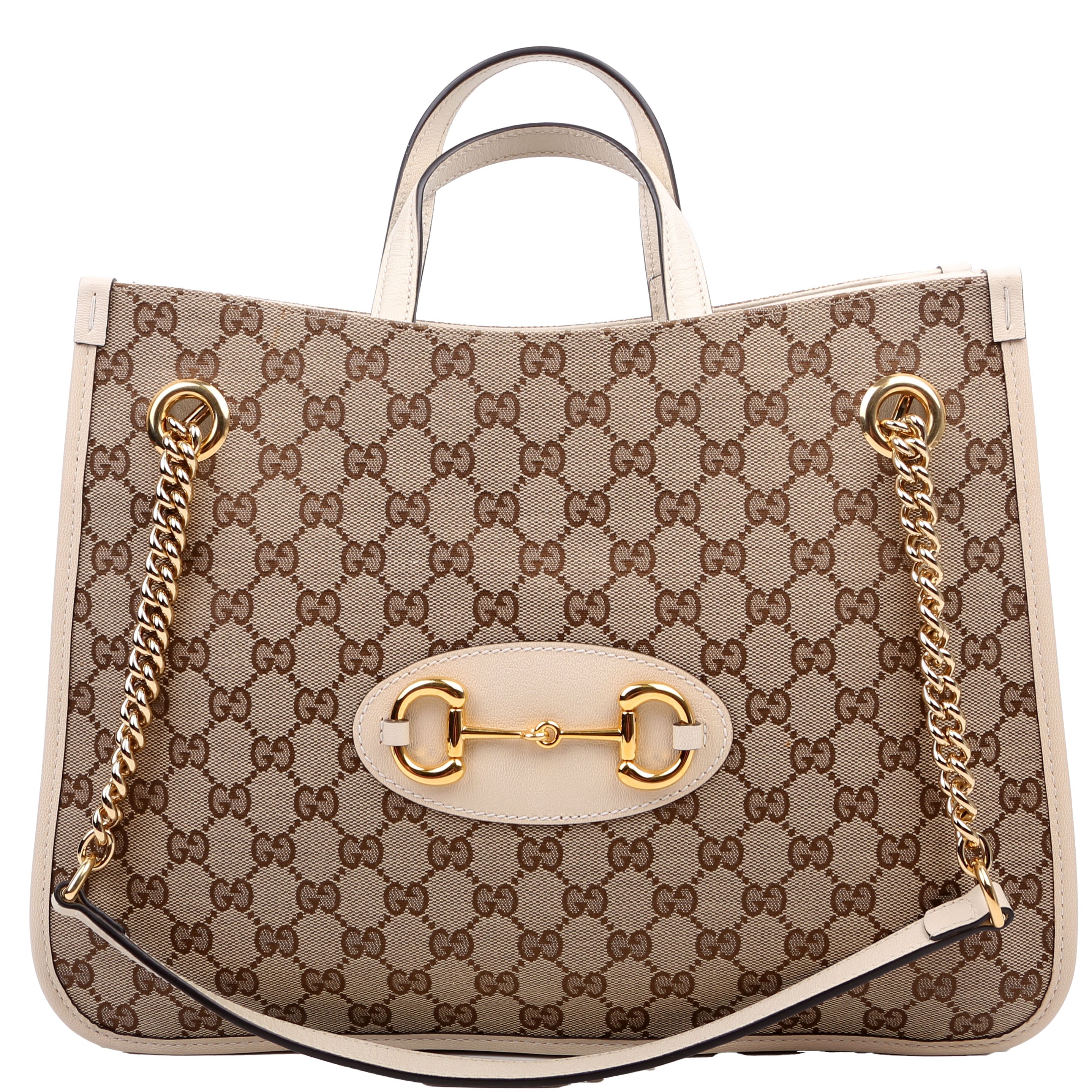 621144 1955 Horsebit Large Tote White