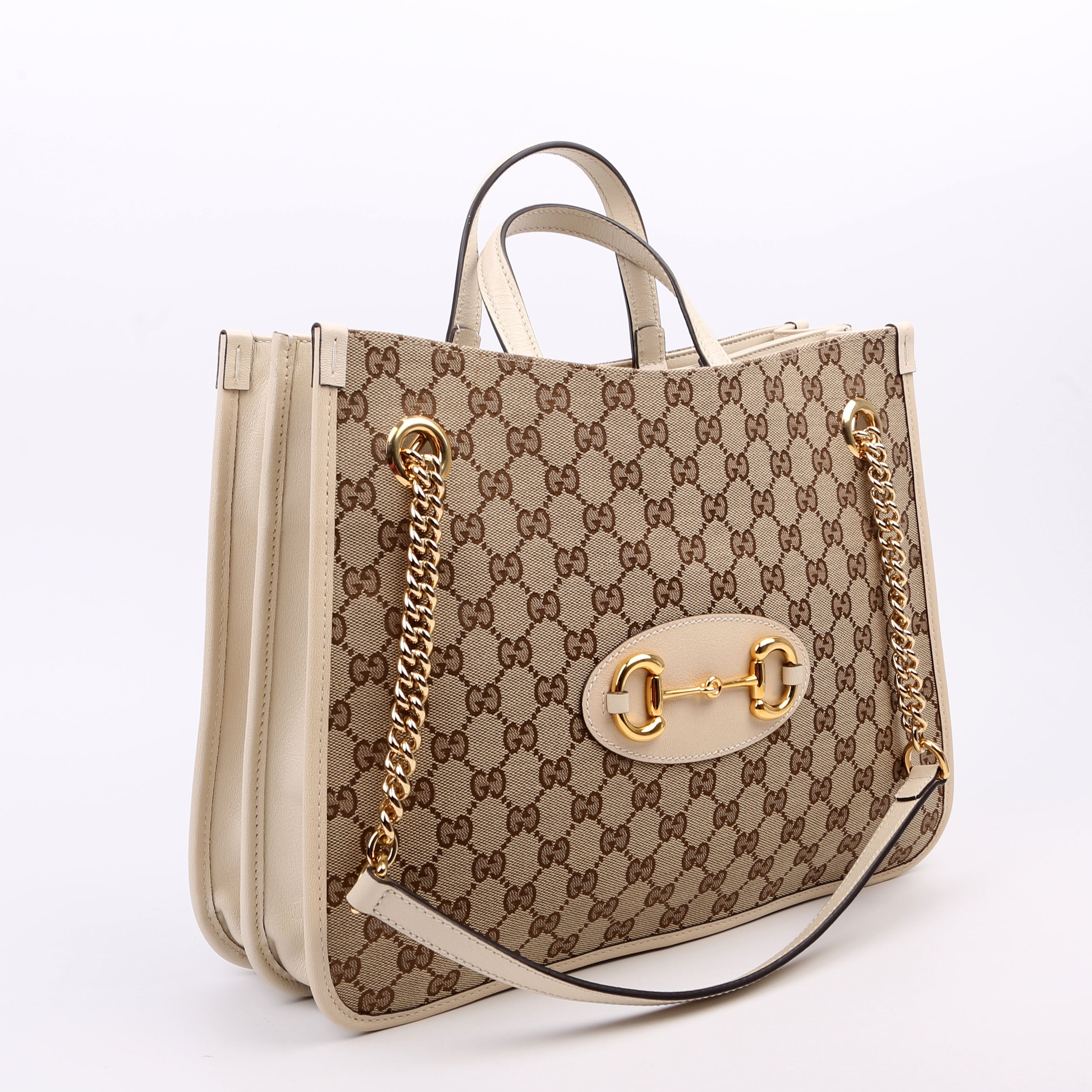 621144 1955 Horsebit Large Tote White