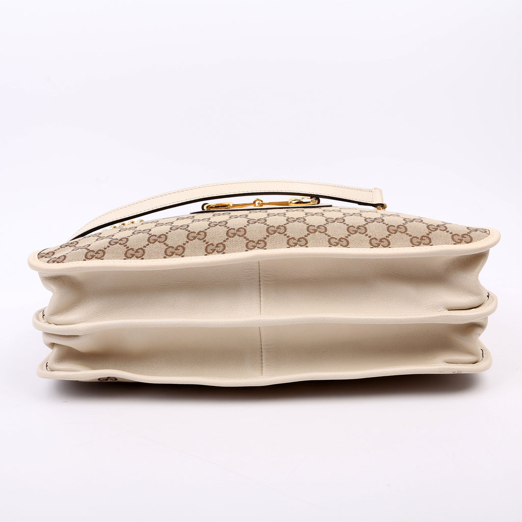 621144 1955 Horsebit Large Tote White
