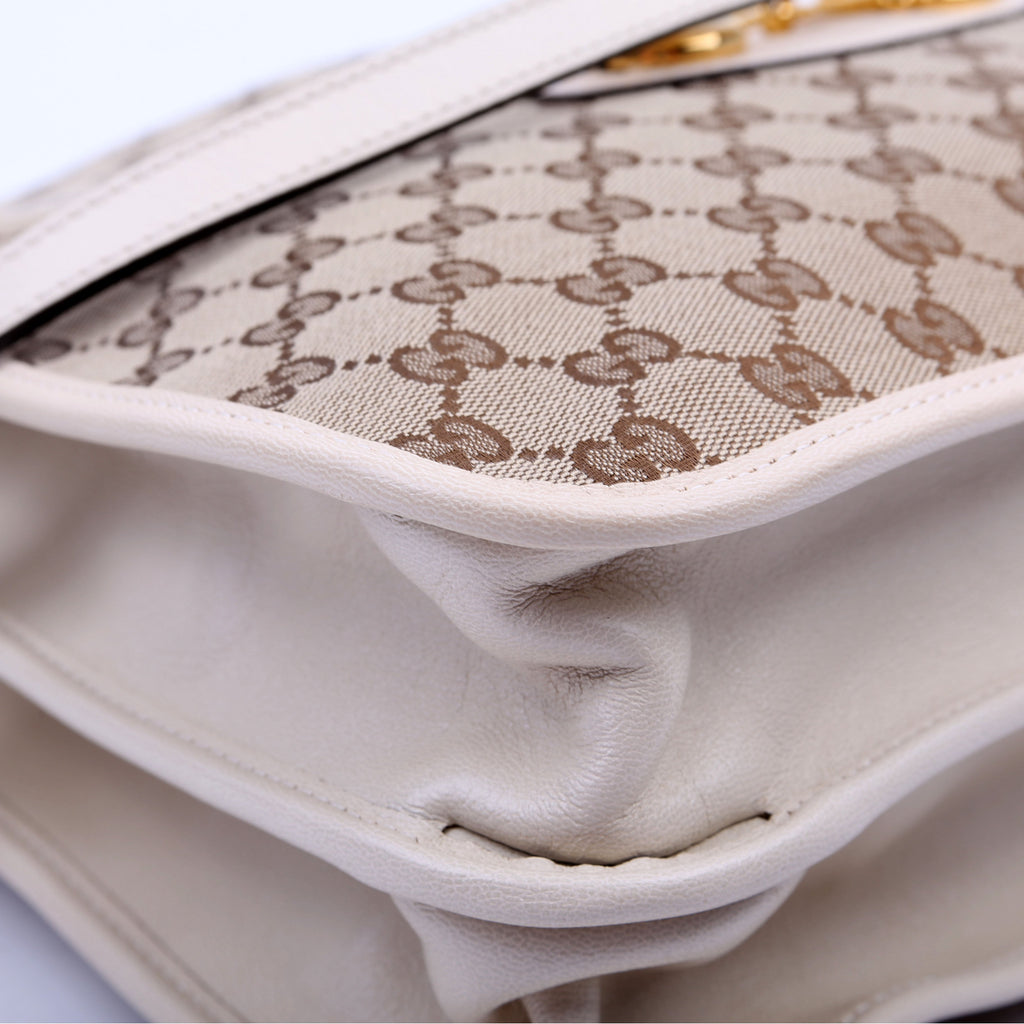 621144 1955 Horsebit Large Tote White