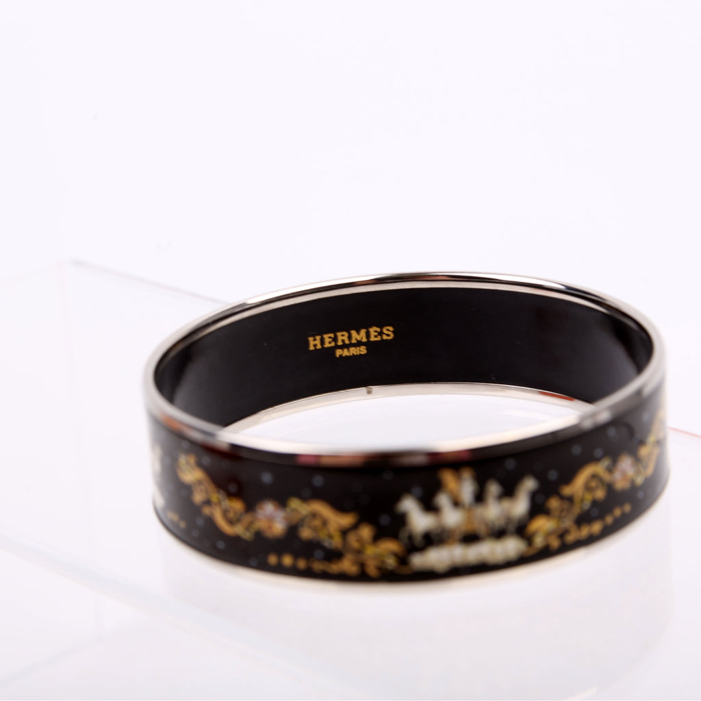 Enamel Wide Bangle Black