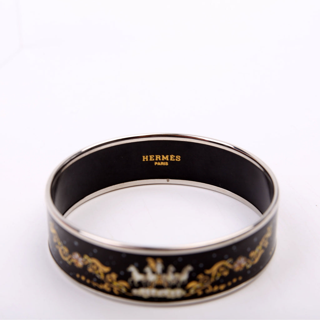 Enamel Wide Bangle Black