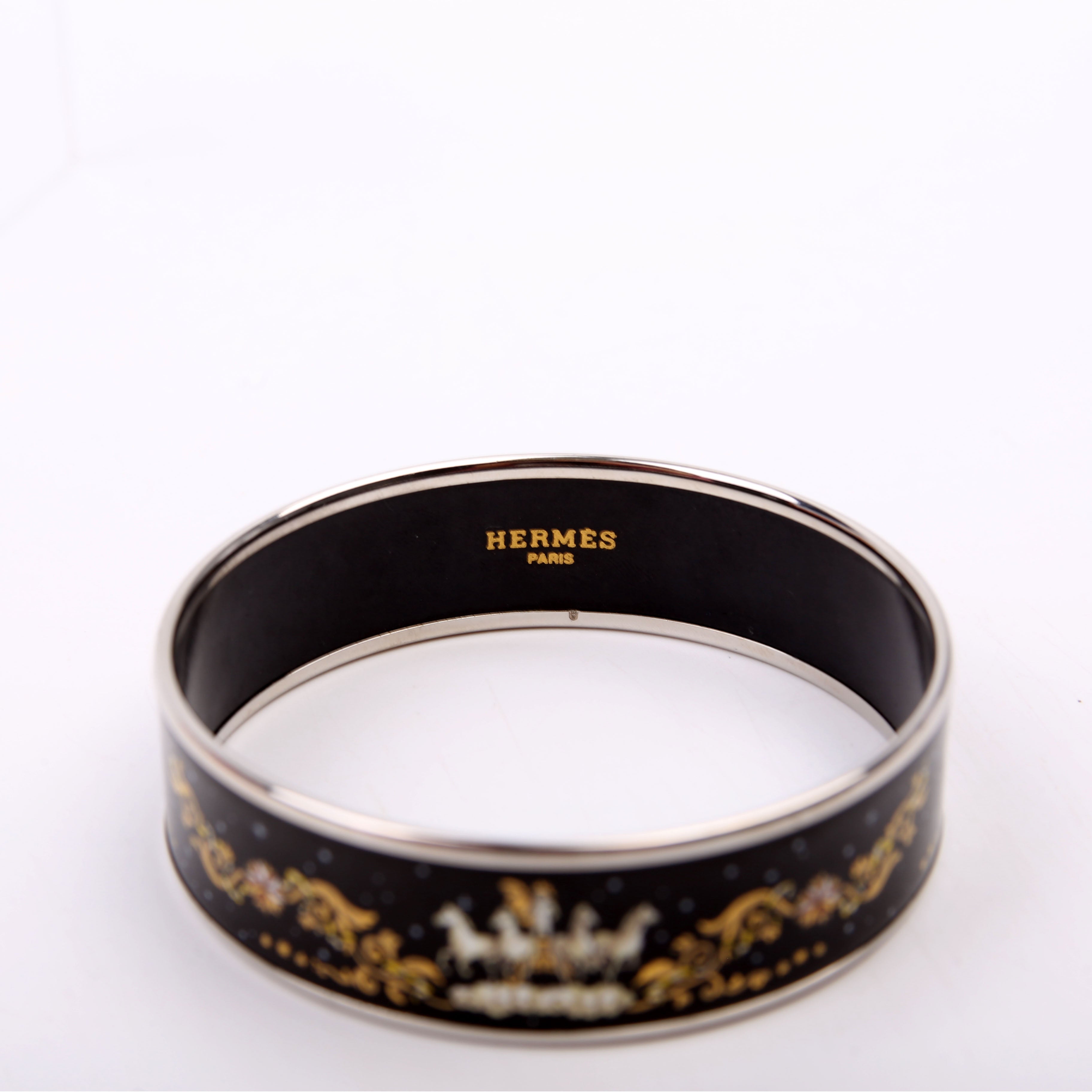 Enamel Wide Bangle Black