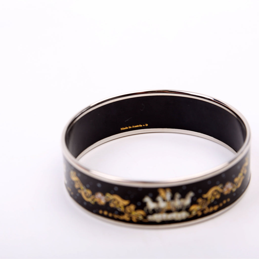 Enamel Wide Bangle Black