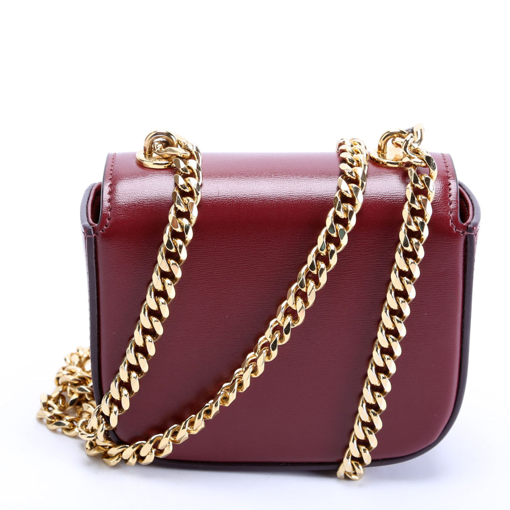 Claude Mini Chain Shiny Calfskin Burgundy/Gold