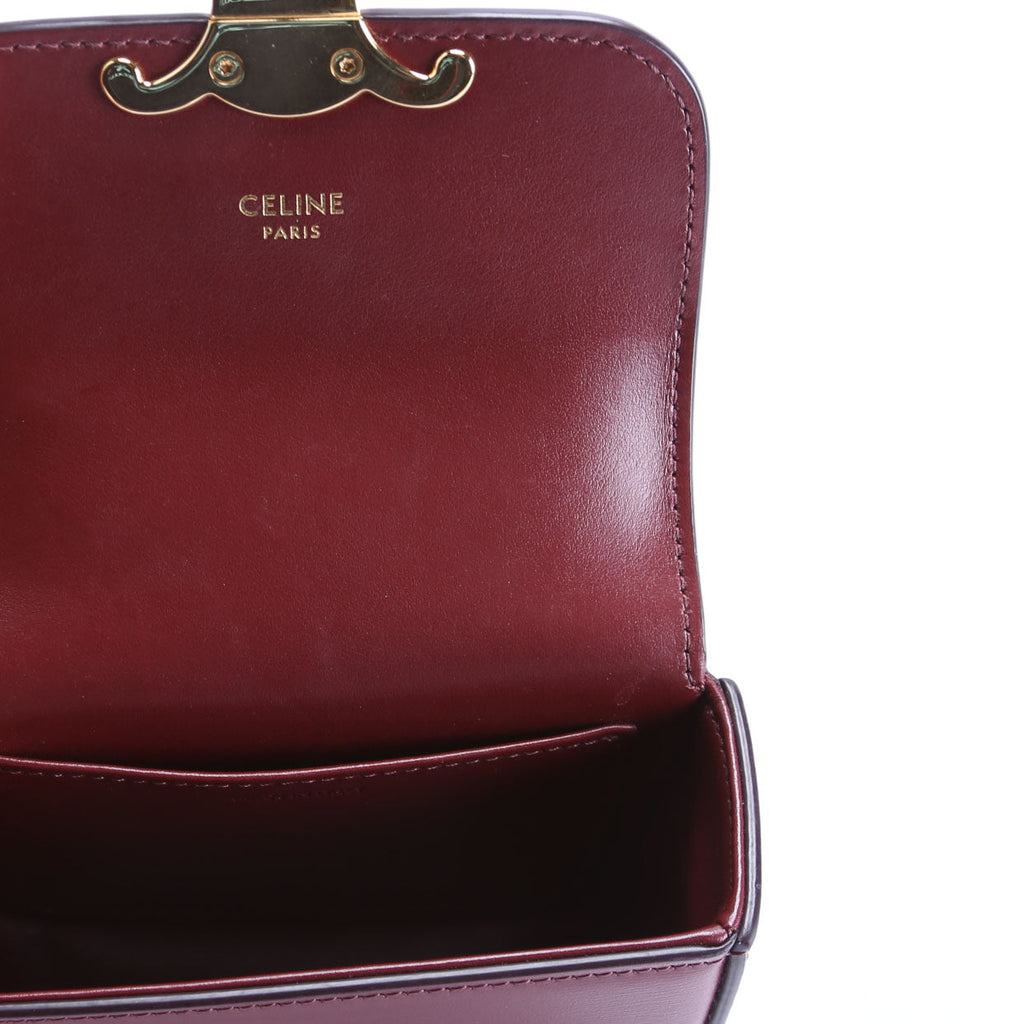 Claude Mini Chain Shiny Calfskin Burgundy/Gold