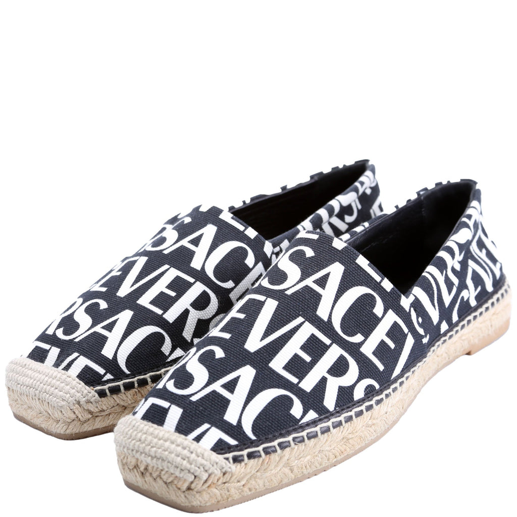 All Over Logo Canvas Espadrilles Size 41 Black/White