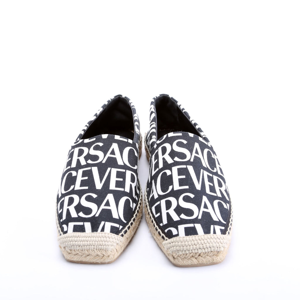 All Over Logo Canvas Espadrilles Size 41 Black/White