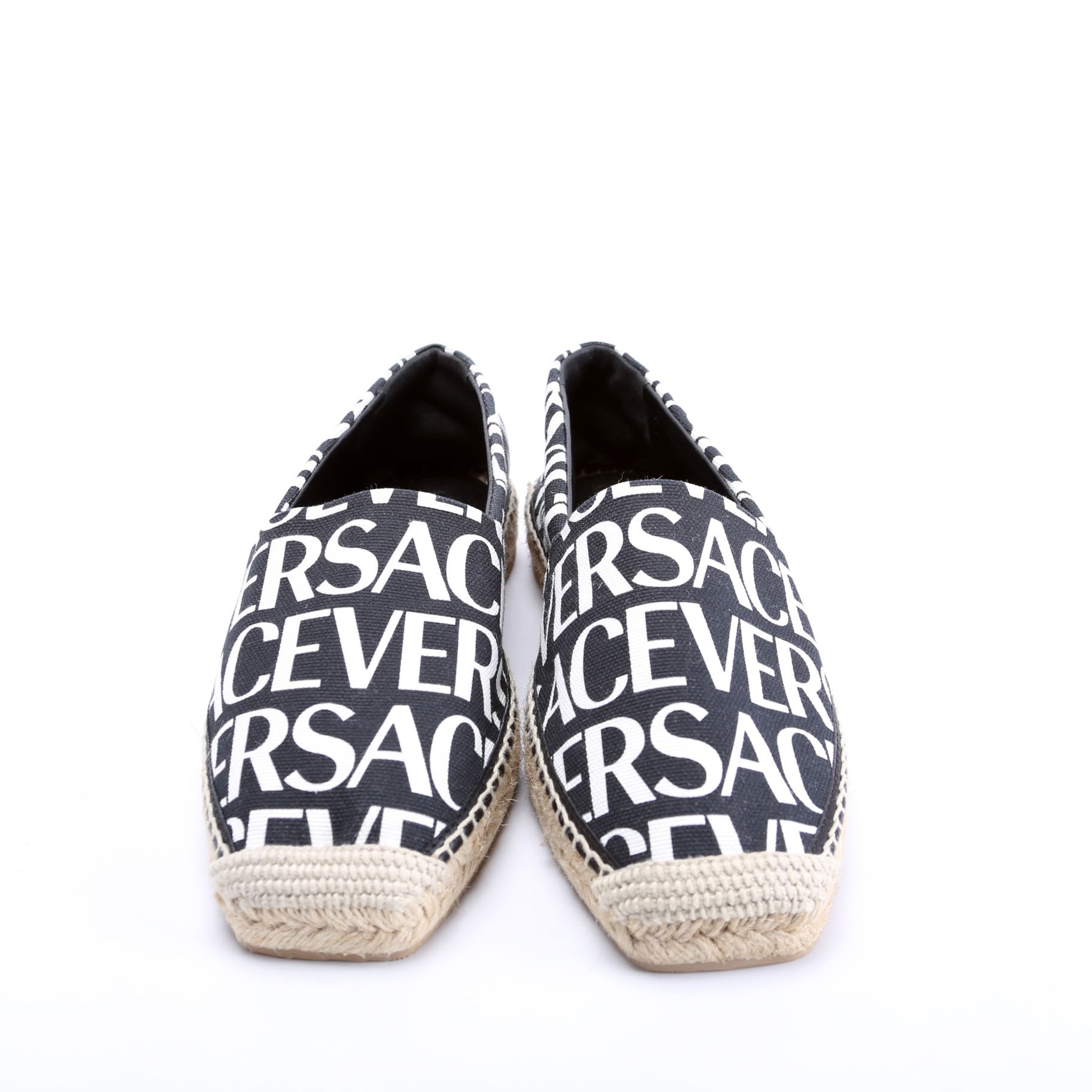 All Over Logo Canvas Espadrilles Size 41 Black/White