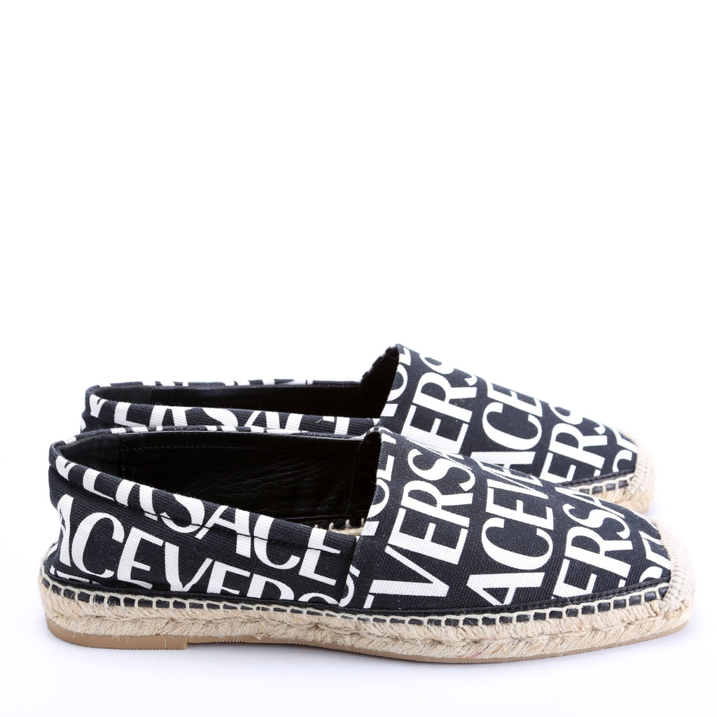 All Over Logo Canvas Espadrilles Size 41 Black/White