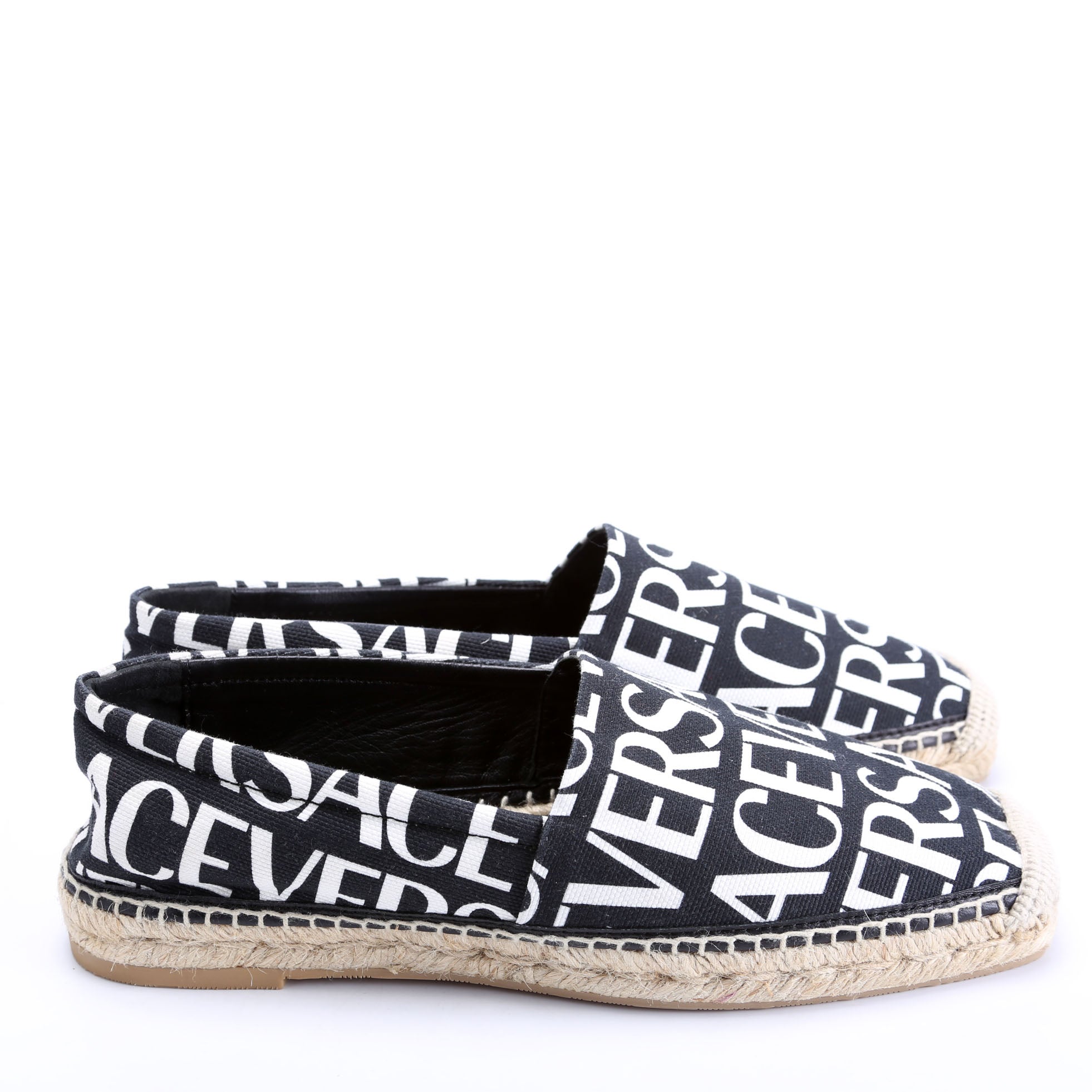 All Over Logo Canvas Espadrilles Size 41 Black/White