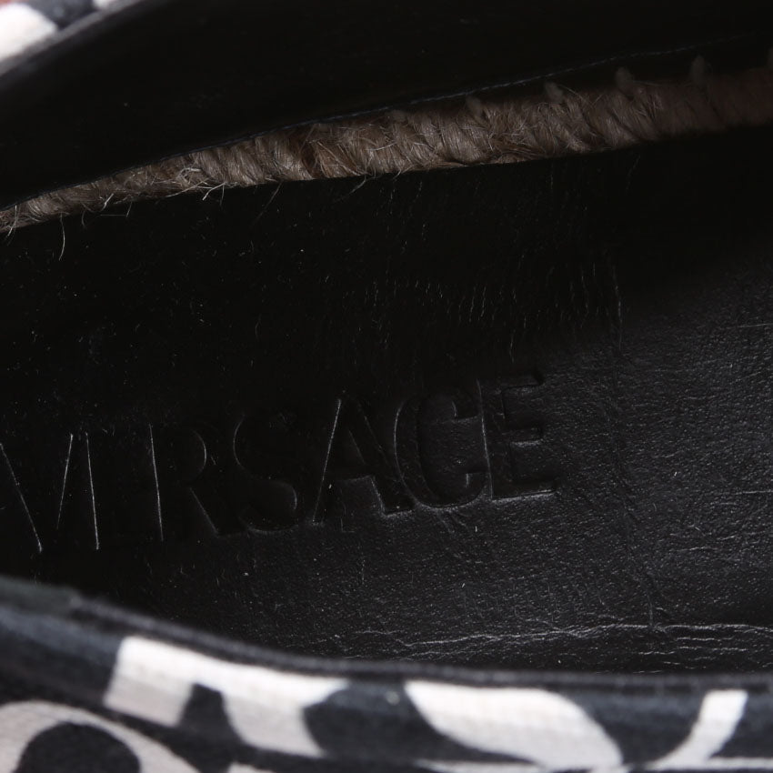 All Over Logo Canvas Espadrilles Size 41 Black/White