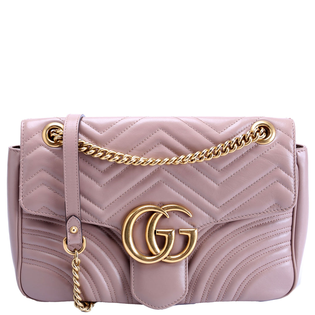 443496 Marmont Leather Shoulder Medium Nude
