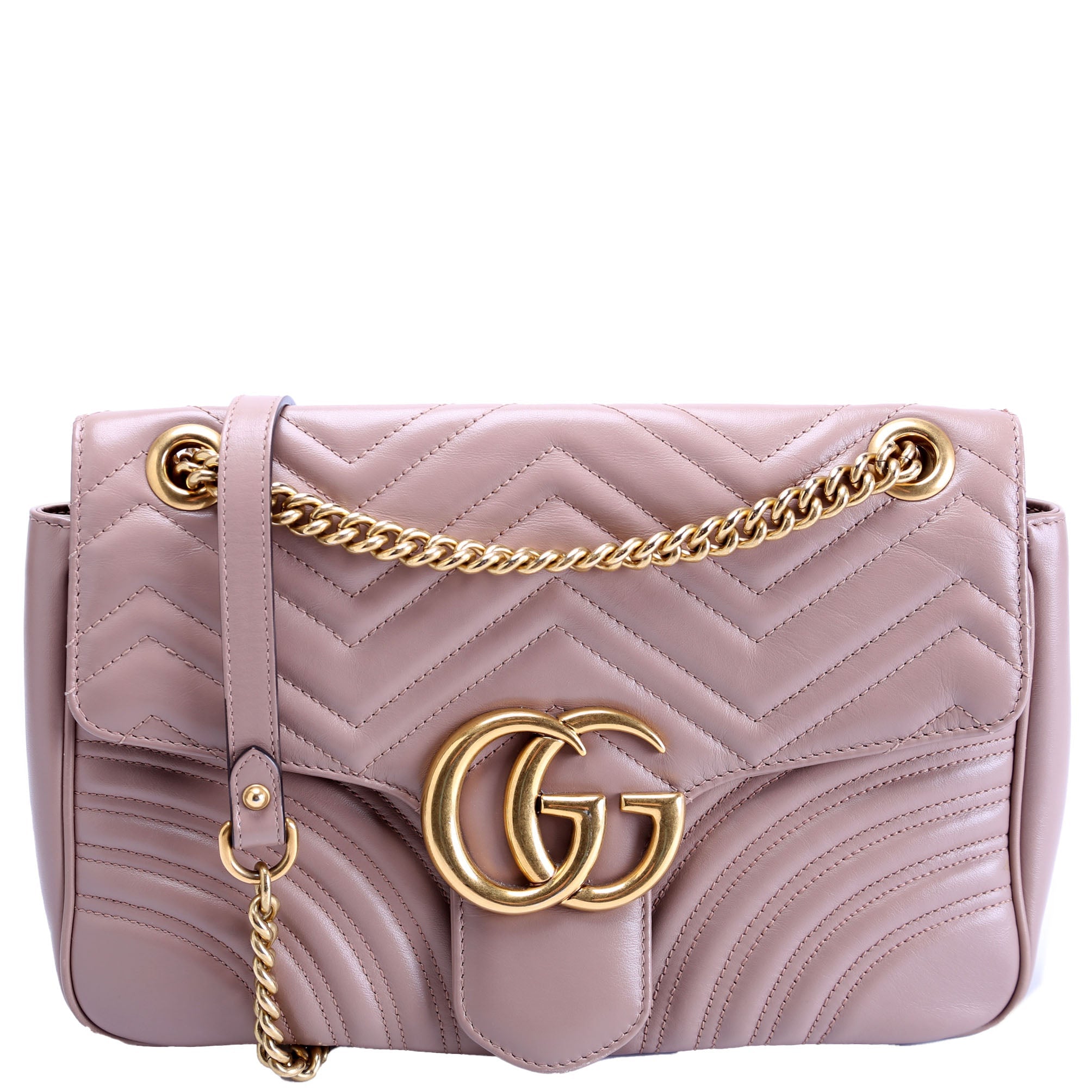443496 Marmont Leather Shoulder Medium Nude