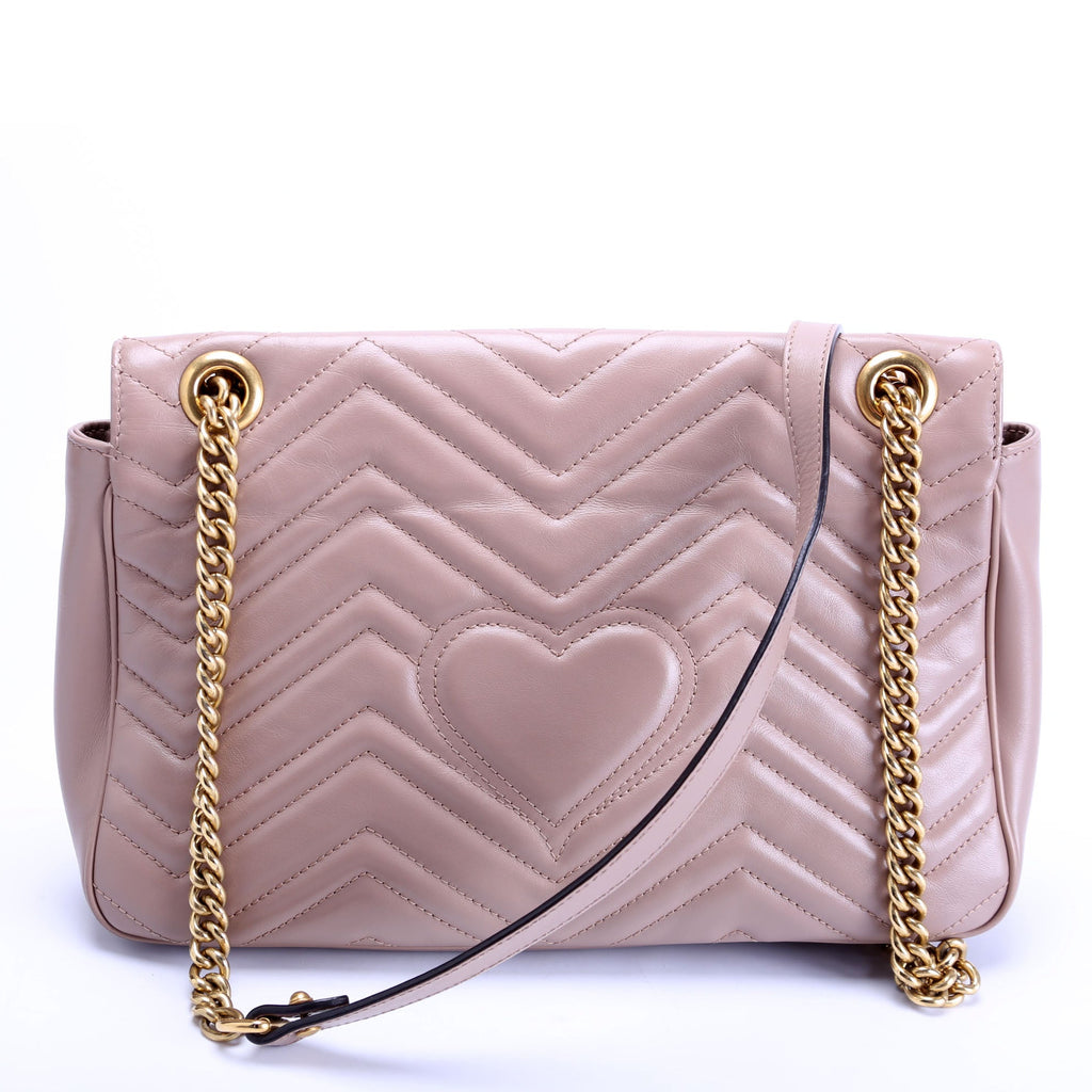 443496 Marmont Leather Shoulder Medium Nude