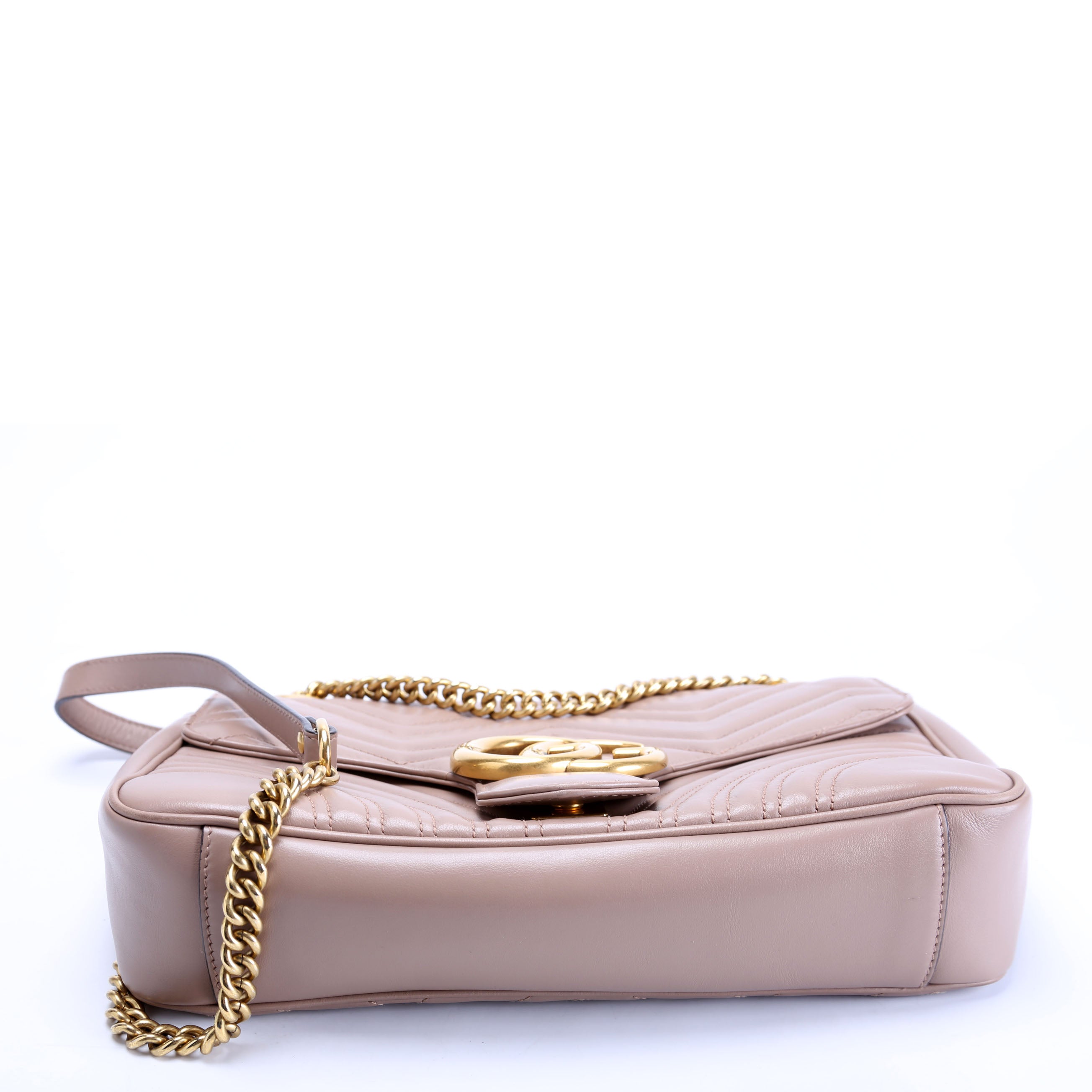 443496 Marmont Leather Shoulder Medium Nude