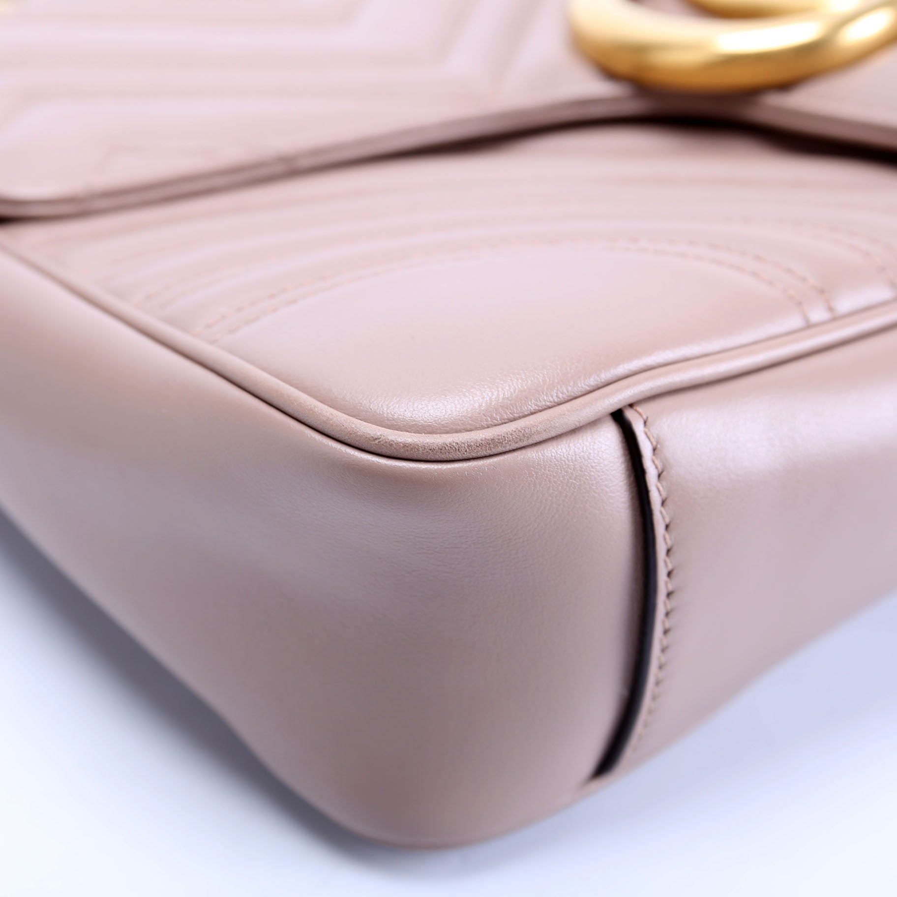 443496 Marmont Leather Shoulder Medium Nude
