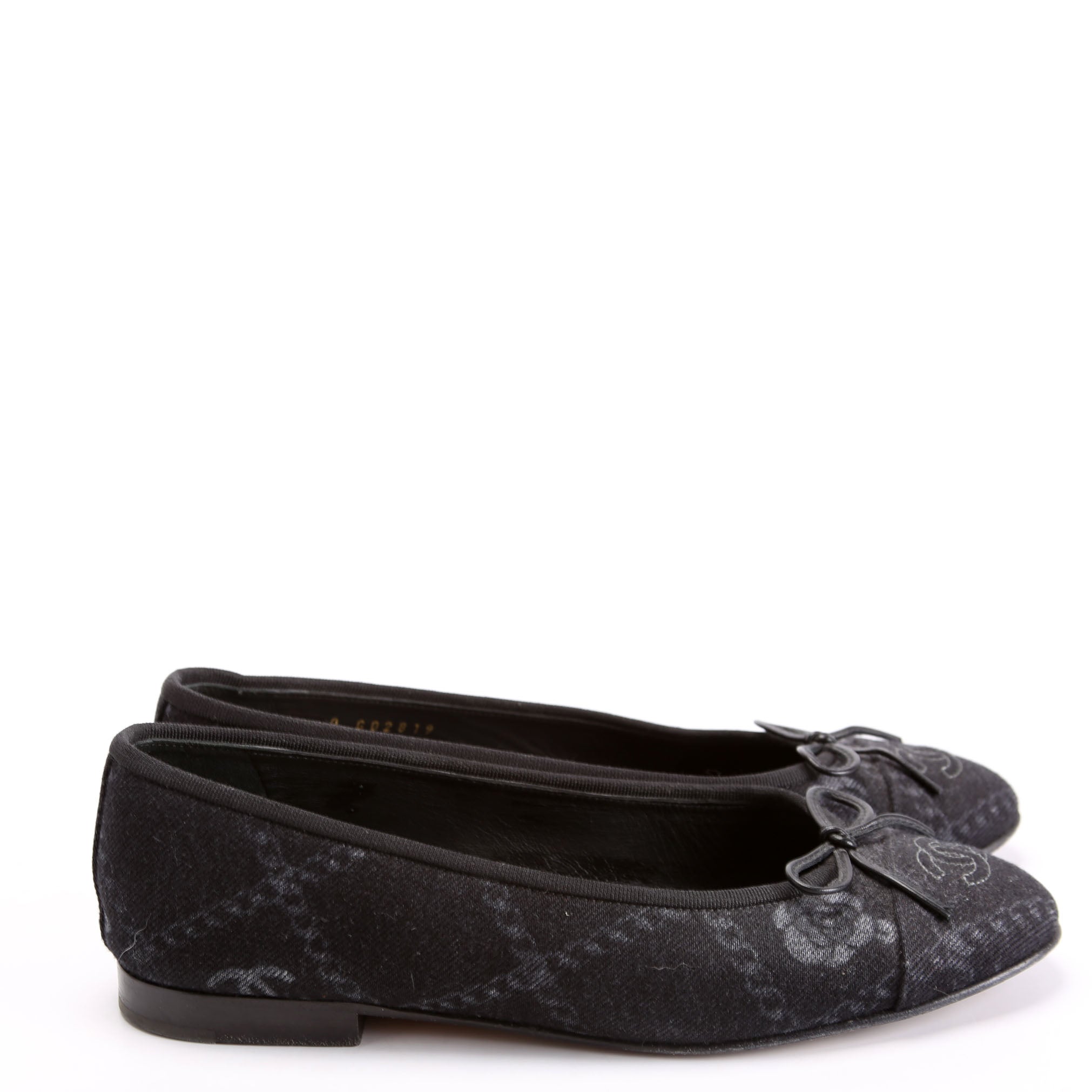 Cap Toe Fabric Ballet Flats Size 38 Black