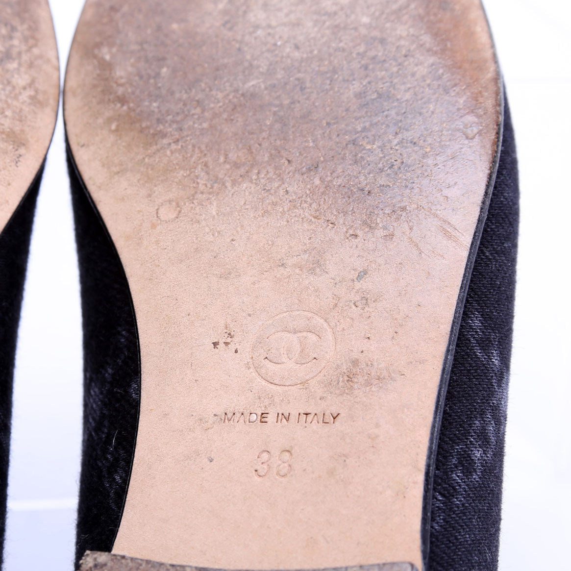 Cap Toe Fabric Ballet Flats Size 38 Black
