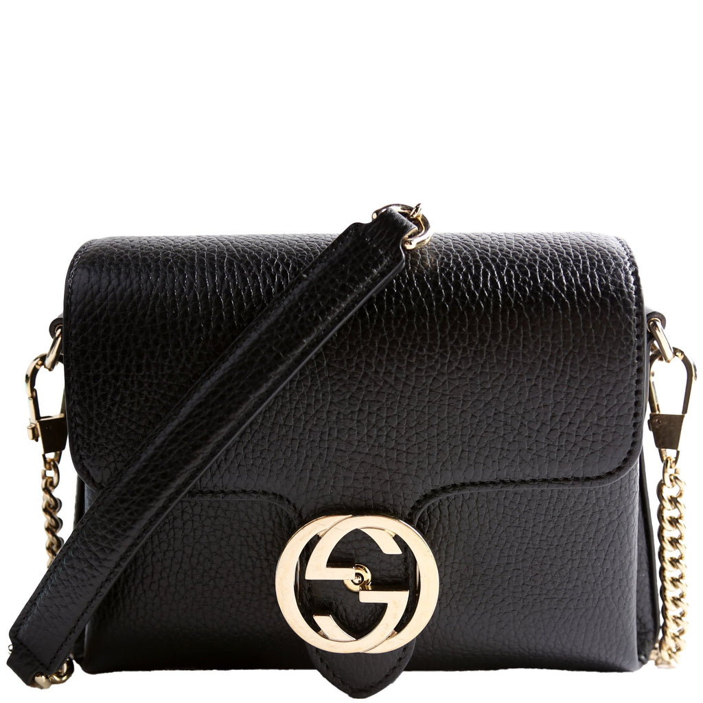 Gucci 607720 Interlocking Small Xbody Black/Gold