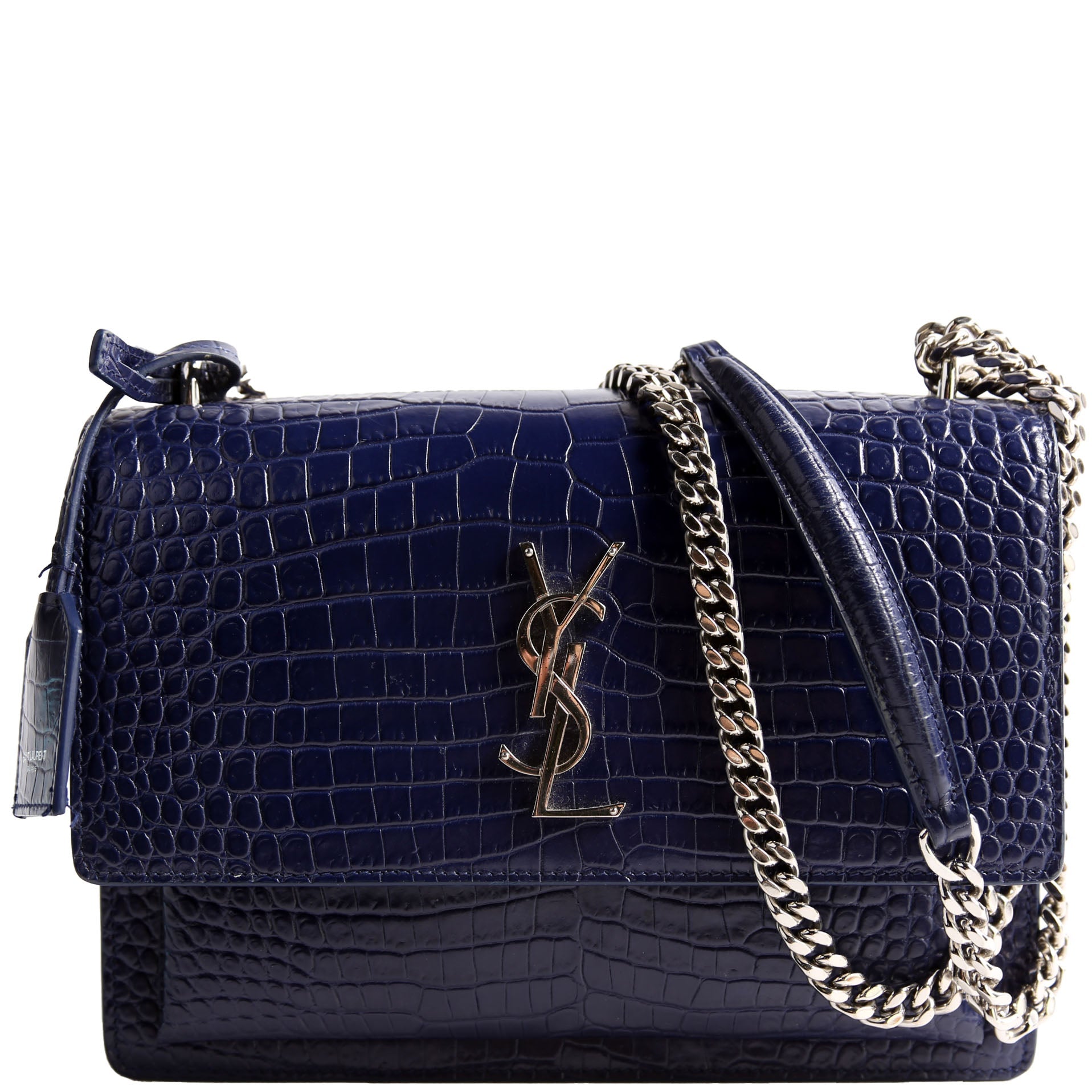 Sunset Medium Crocodile Embroidered Blue/Silver