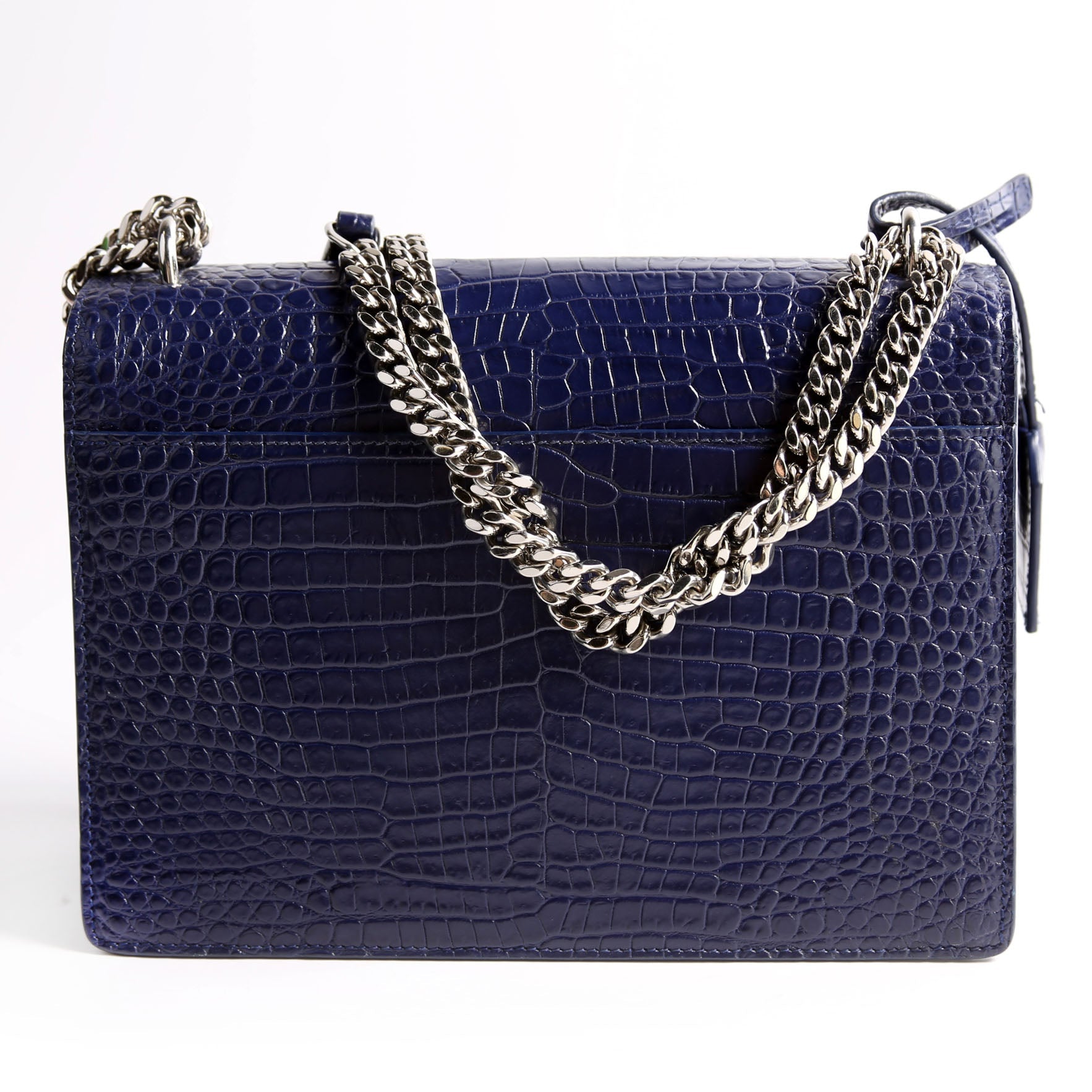 Sunset Medium Crocodile Embroidered Blue/Silver