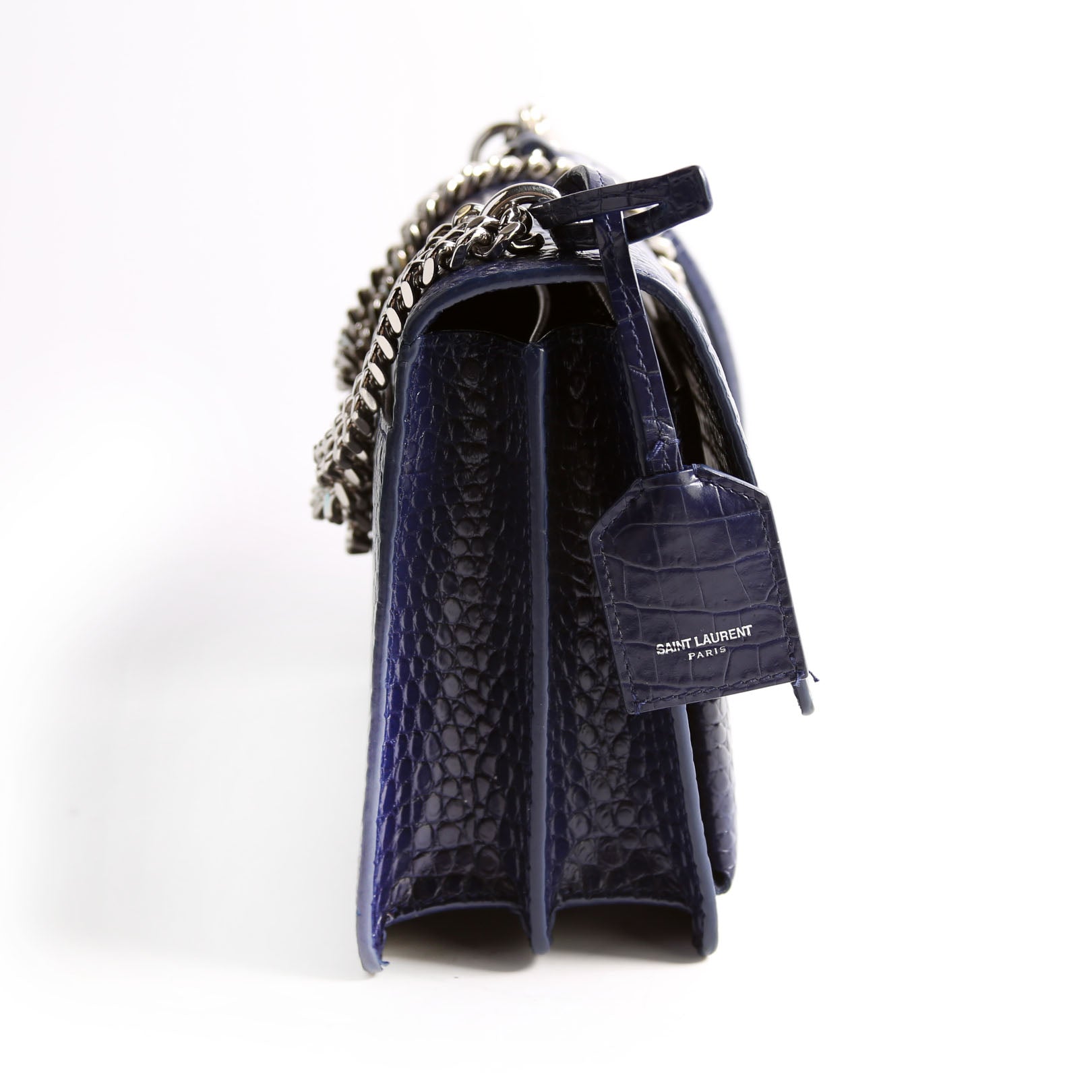 Sunset Medium Crocodile Embroidered Blue/Silver