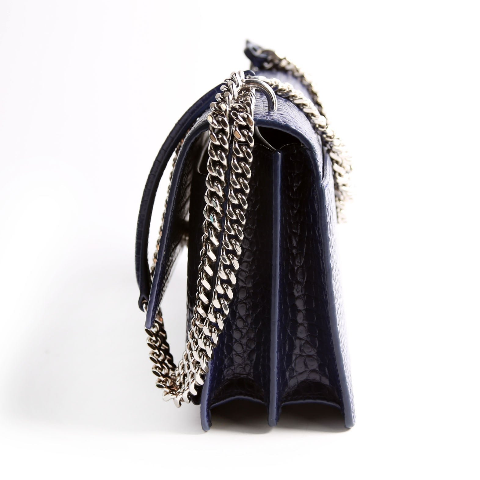 Sunset Medium Crocodile Embroidered Blue/Silver