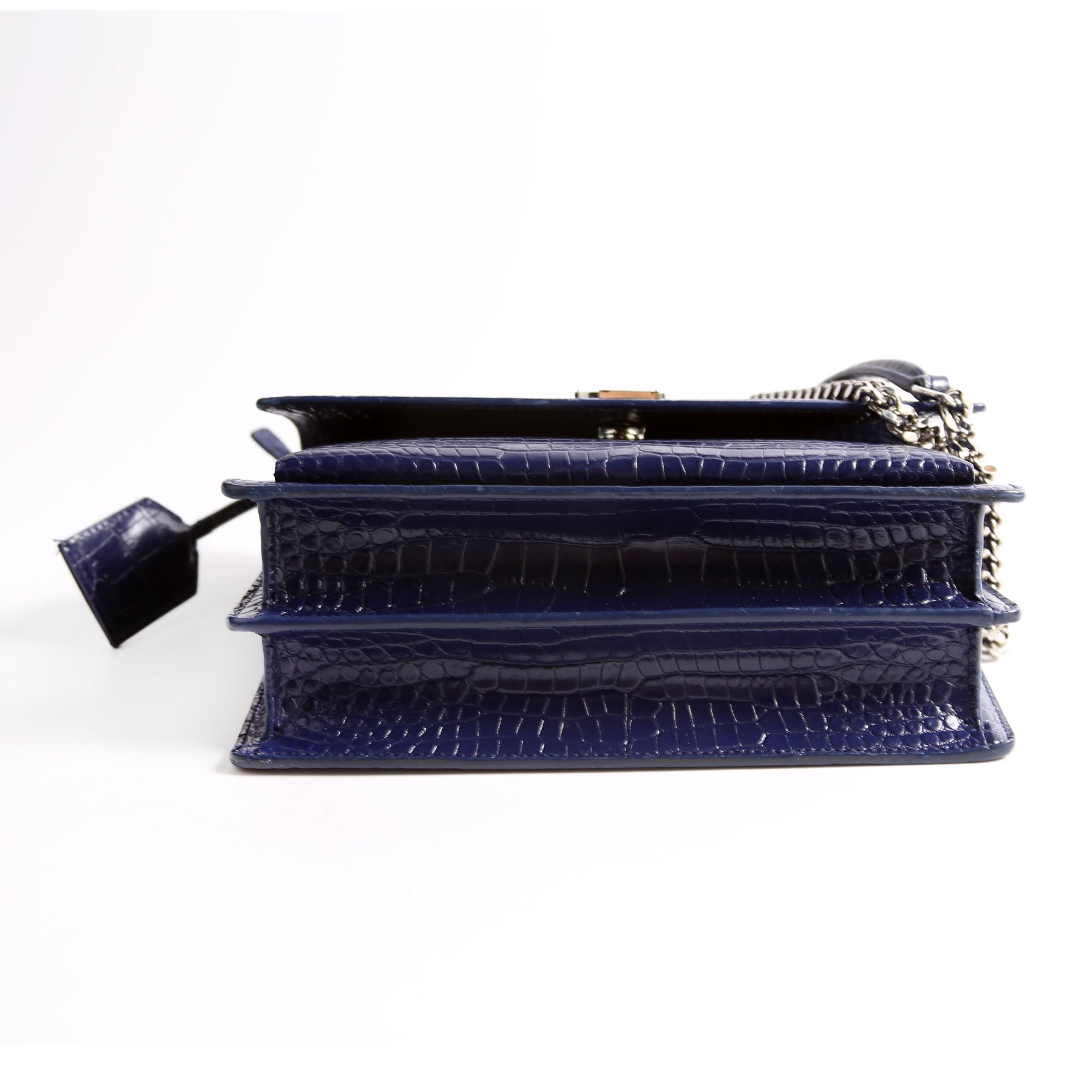 Sunset Medium Crocodile Embroidered Blue/Silver