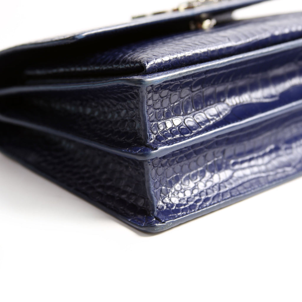 Sunset Medium Crocodile Embroidered Blue/Silver