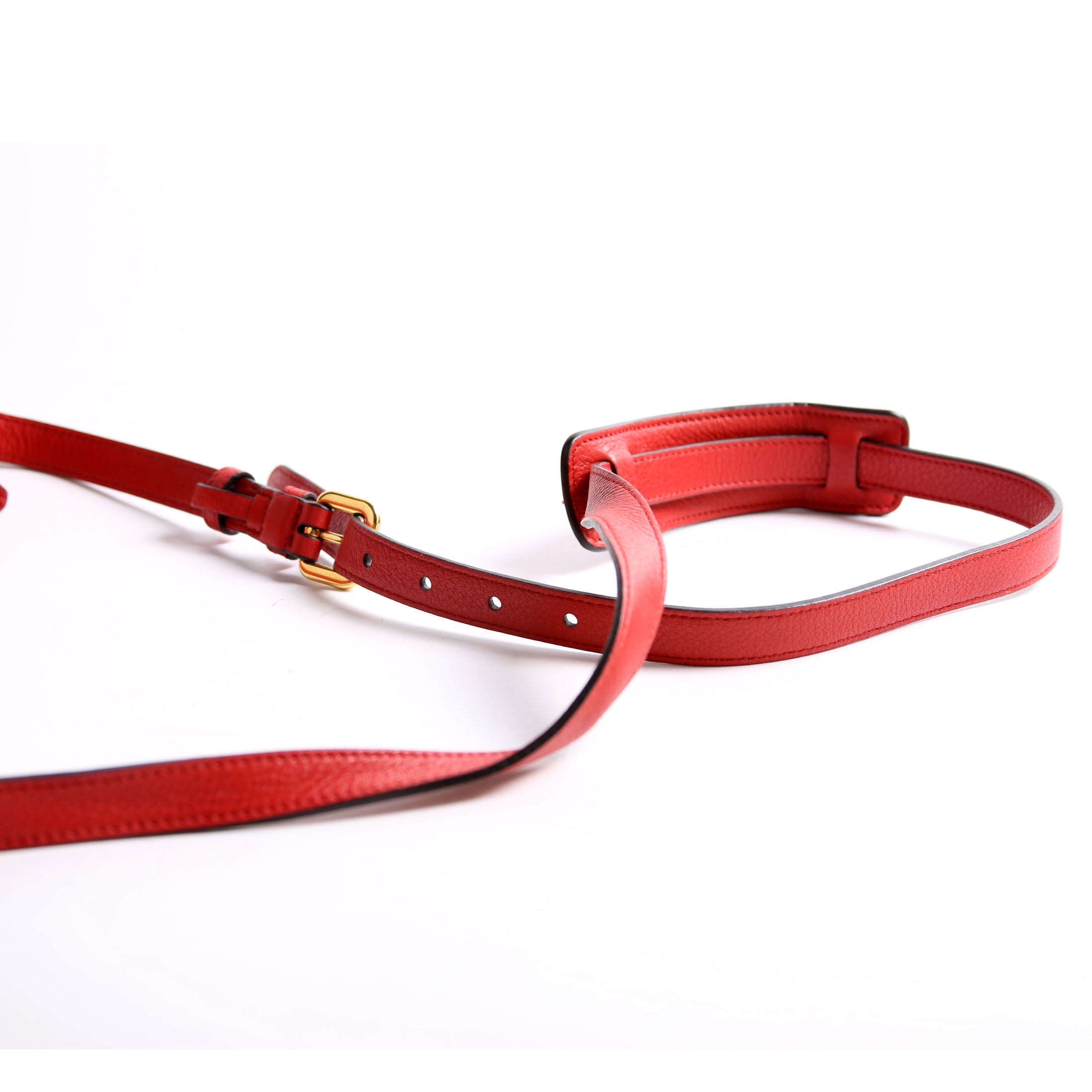 Vitello Daino Double Zip Camera Bag Red/Gold