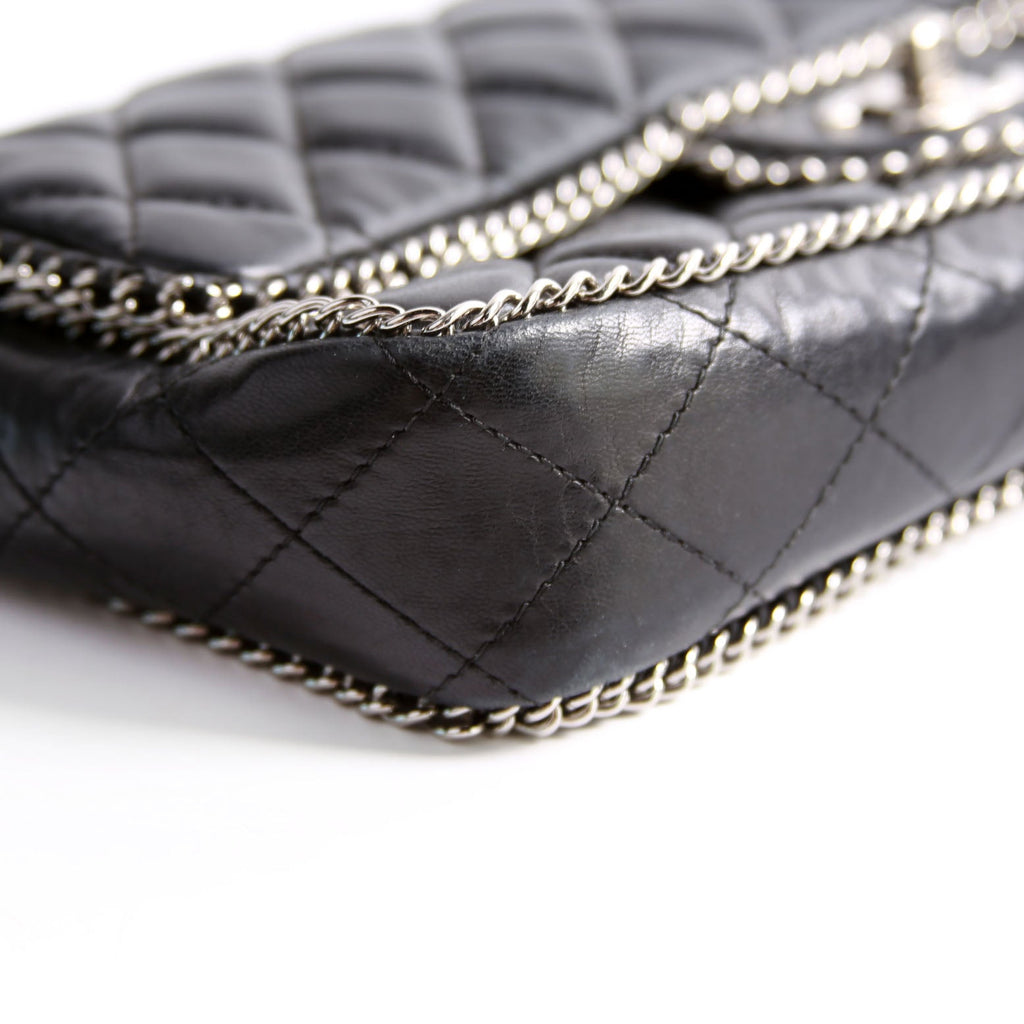 Chain Around East/West Flap Bag Lambskin 11M Black