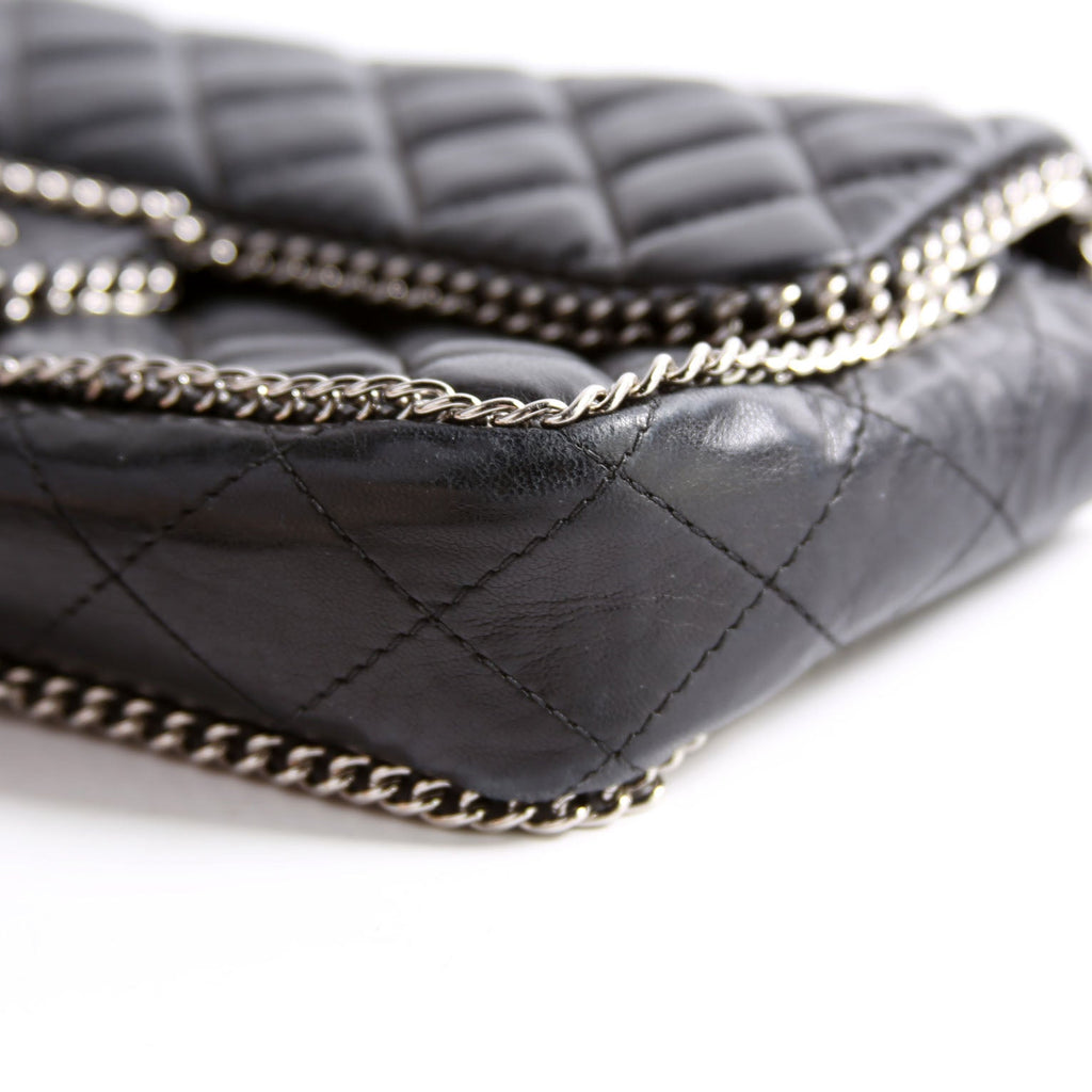 Chain Around East/West Flap Bag Lambskin 11M Black