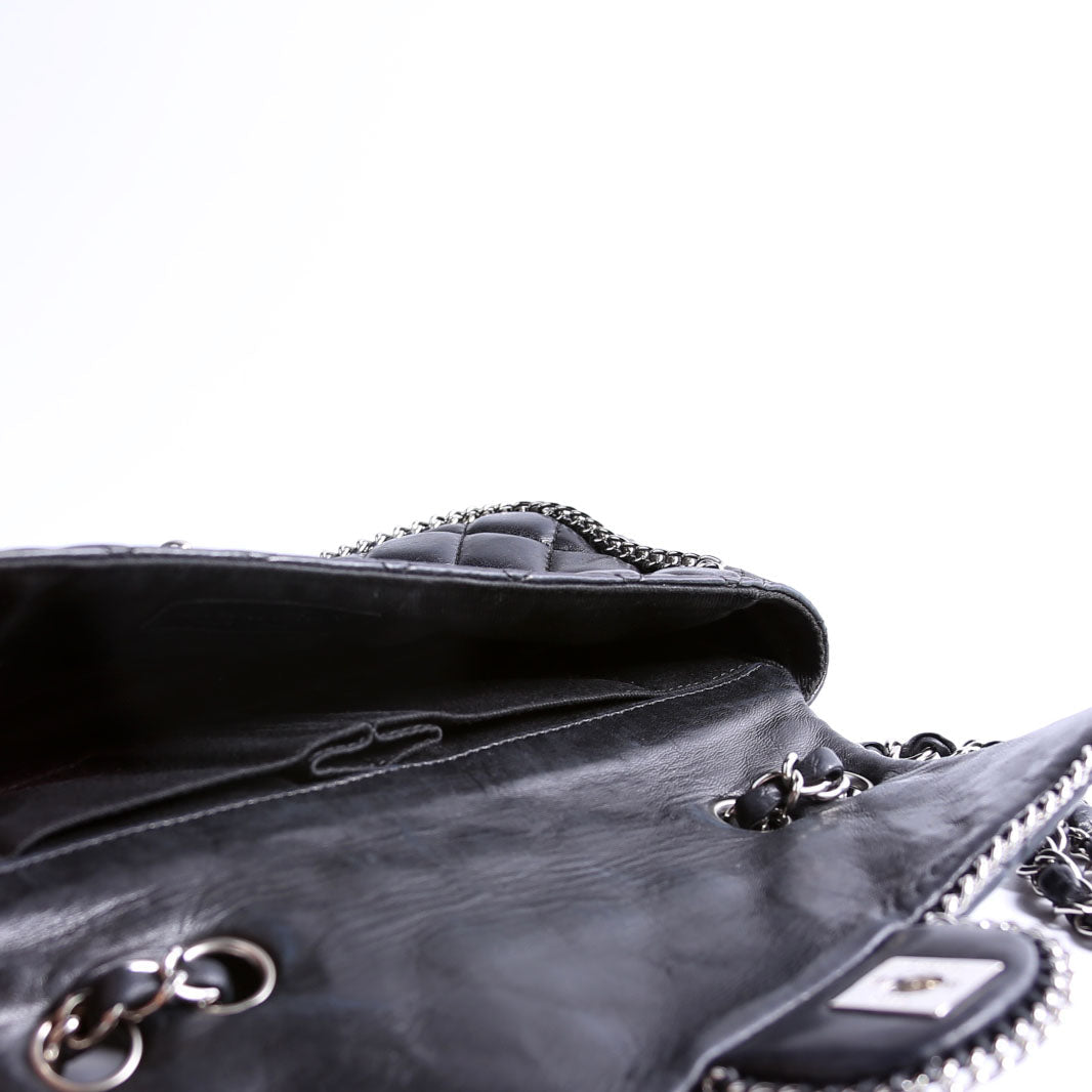 Chain Around East/West Flap Bag Lambskin 11M Black