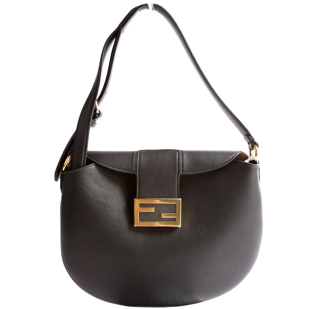 Croissant Small Leather Hobo Black