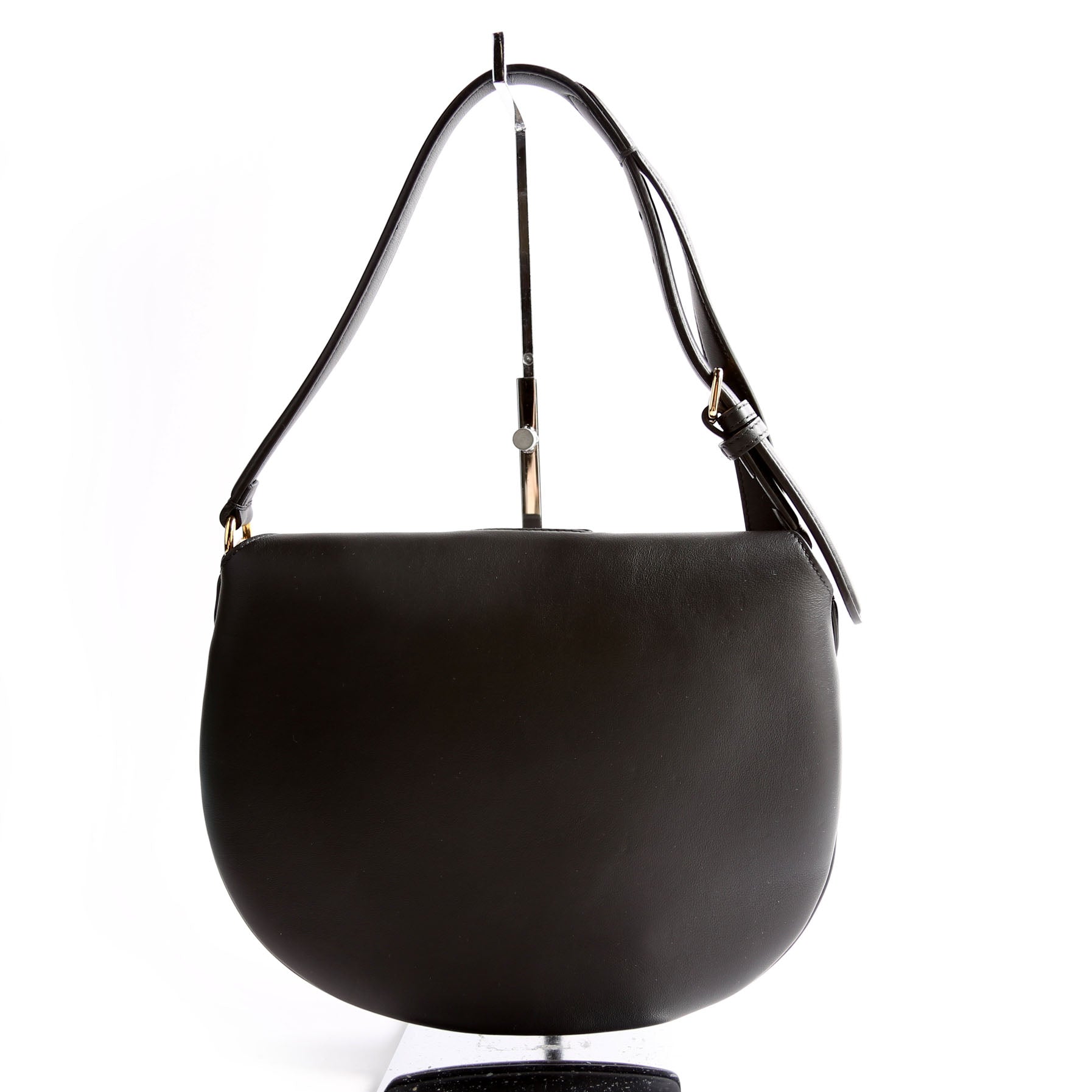 Croissant Small Leather Hobo Black