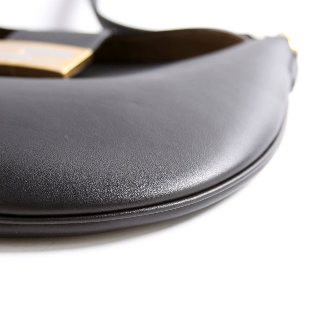 Croissant Small Leather Hobo Black