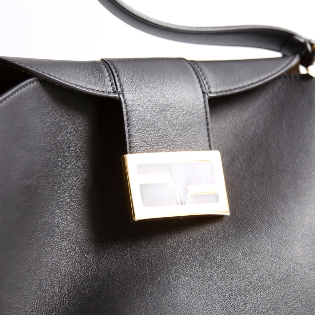 Croissant Small Leather Hobo Black